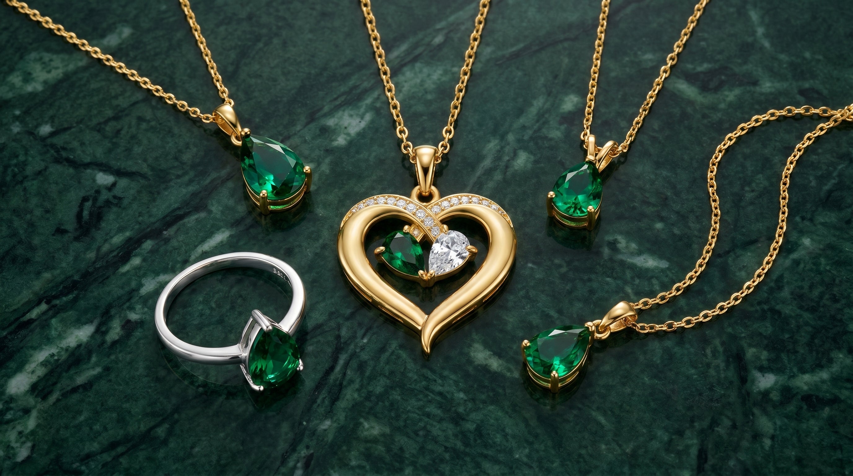 emerald birthstone necklace - hero image