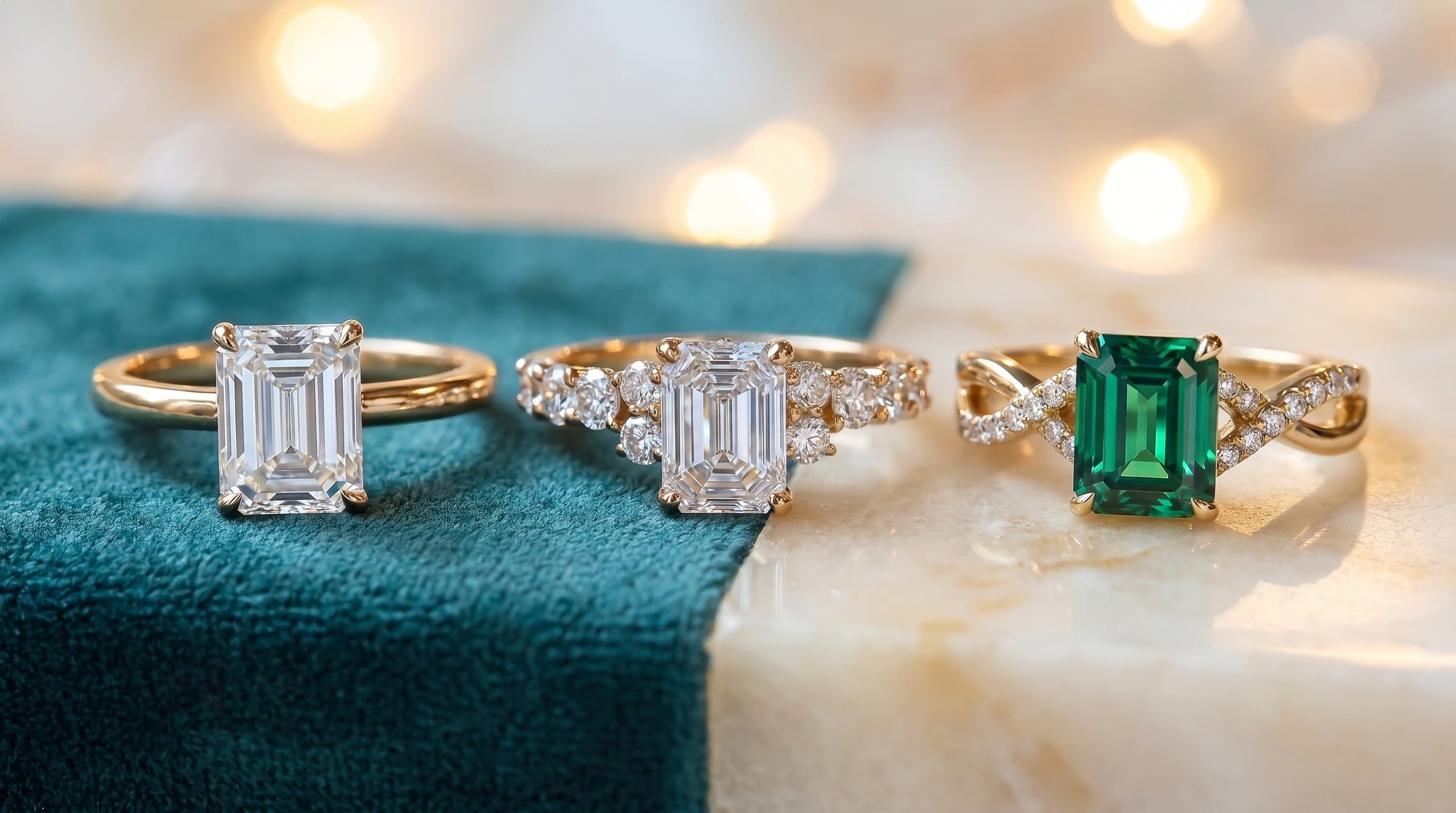 emerald cut ring gold - hero image