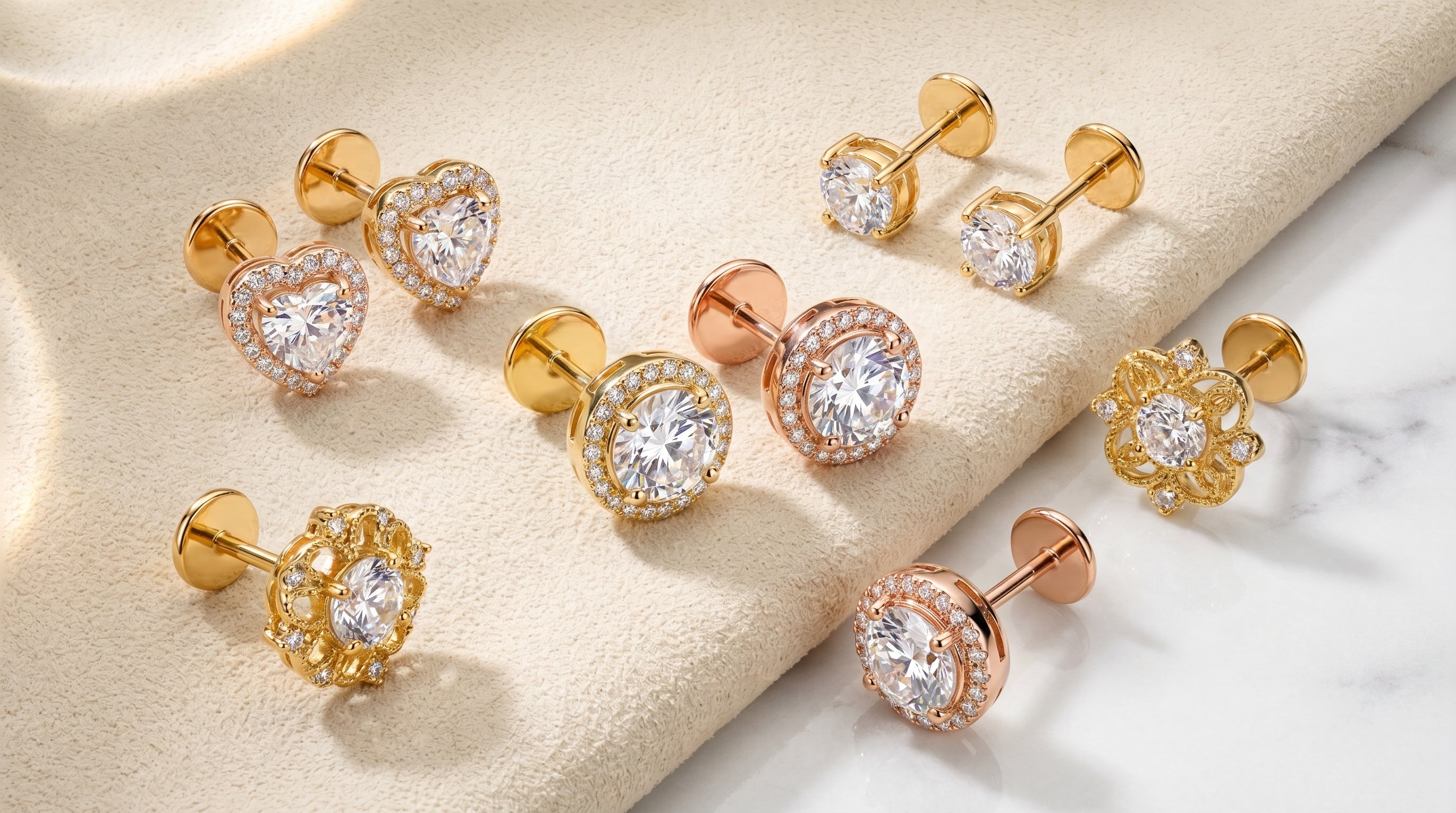 flat back earrings 14k gold - hero image