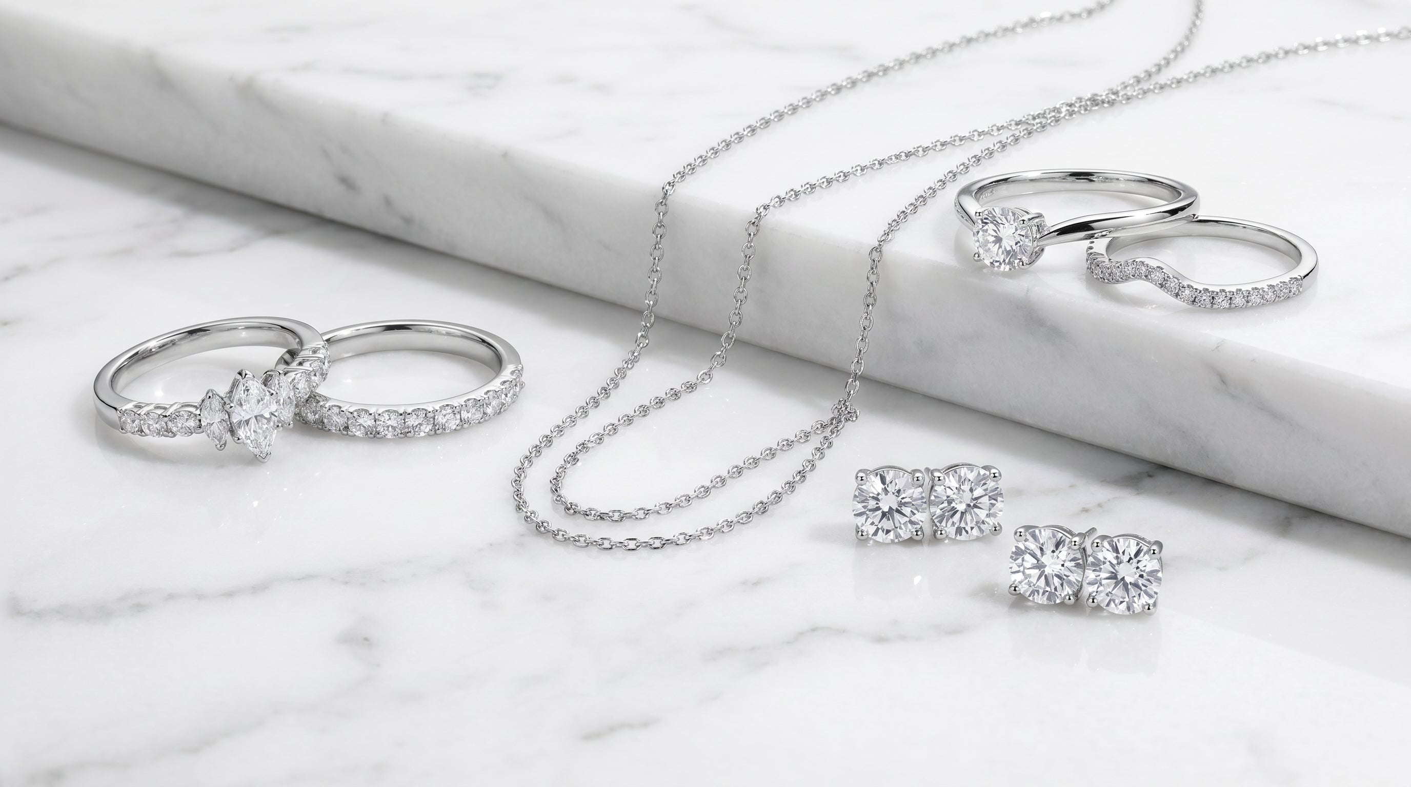 marquise wedding band set - hero image