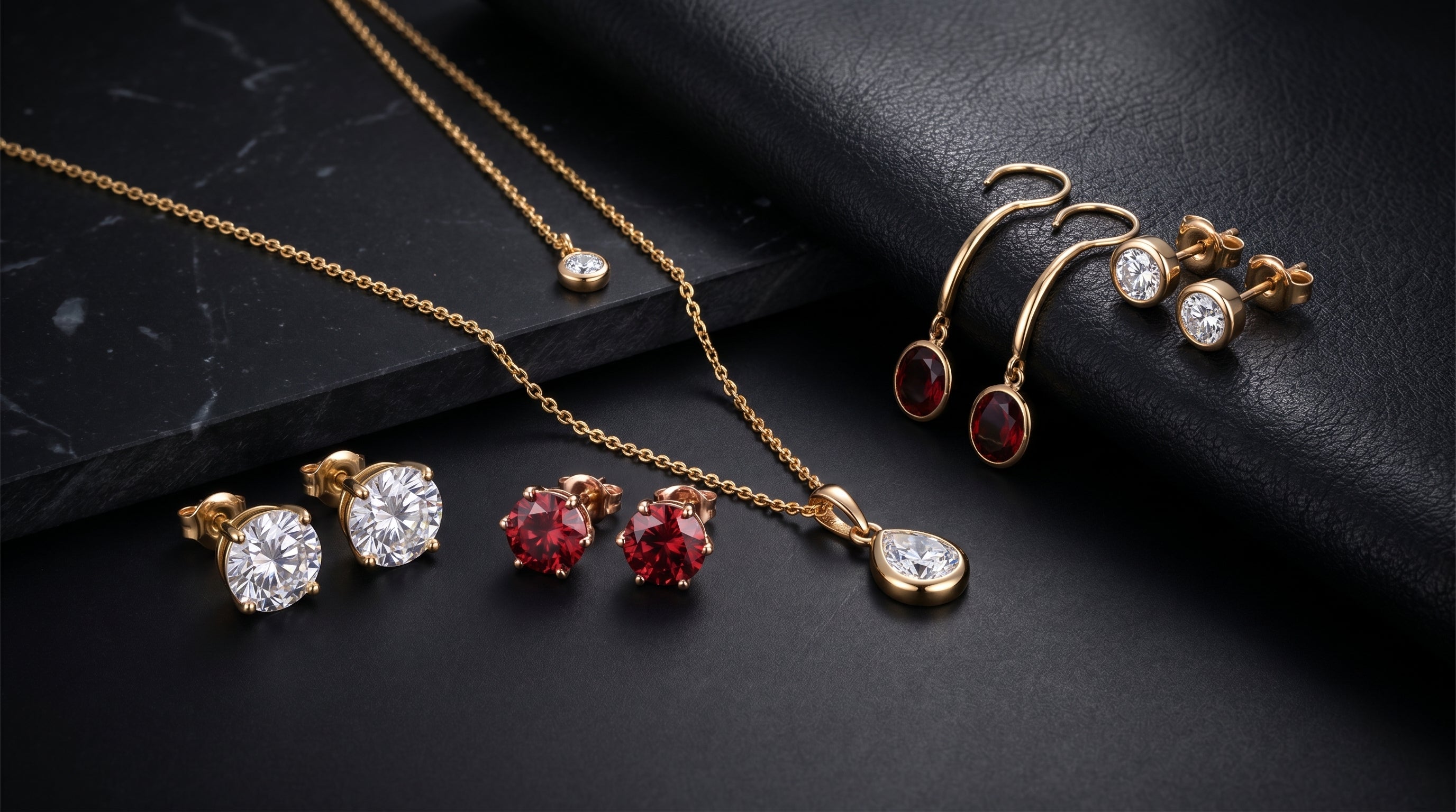 men's earrings gold diamond - hero image