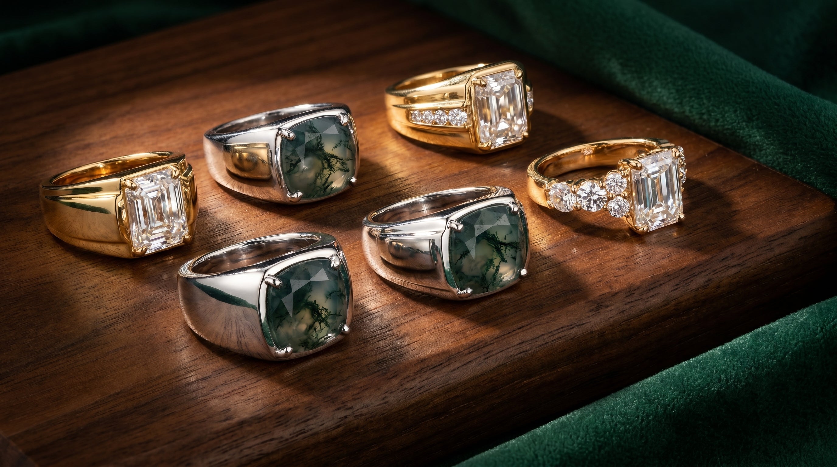 men's emerald ring gold - hero image