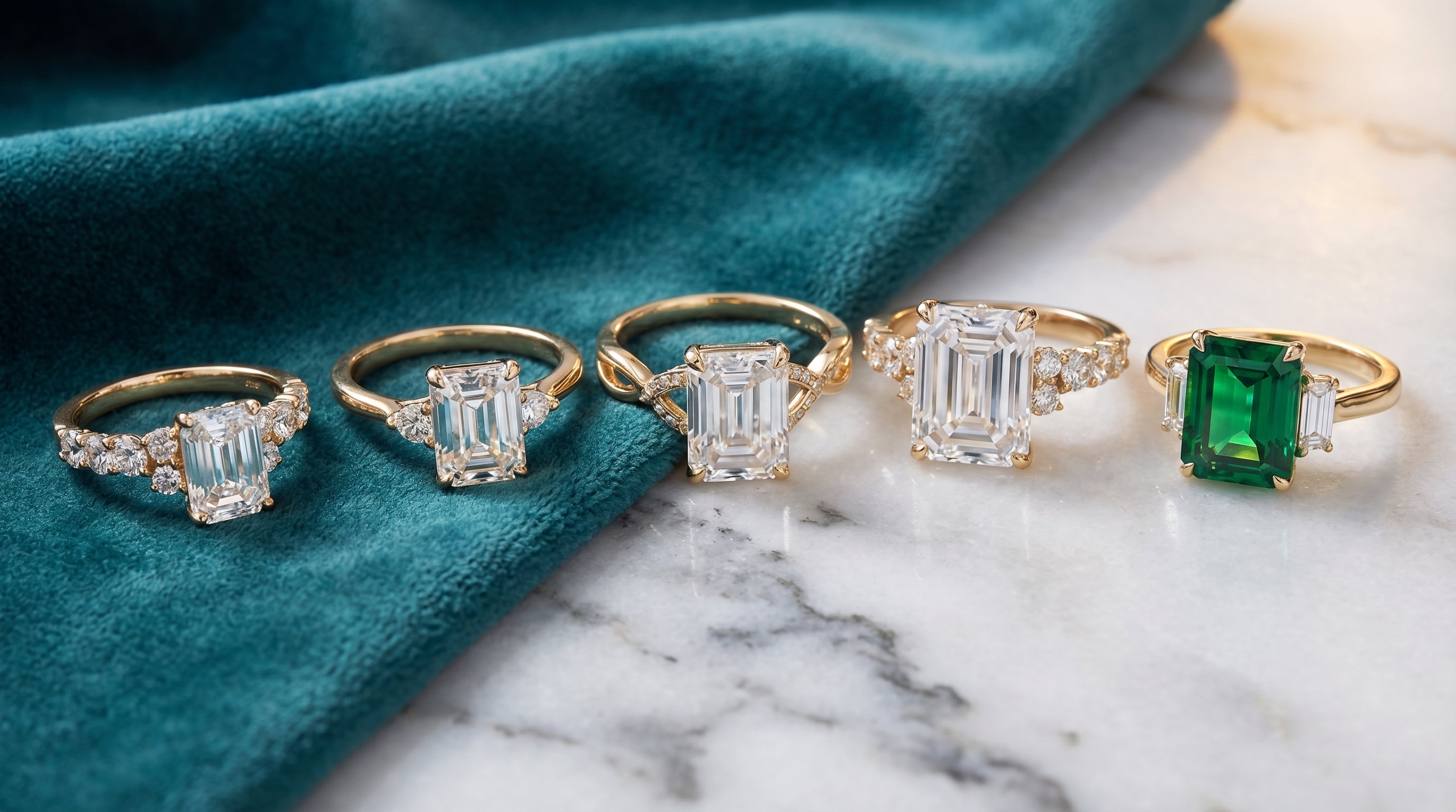 moissanite engagement rings emerald cut - hero image