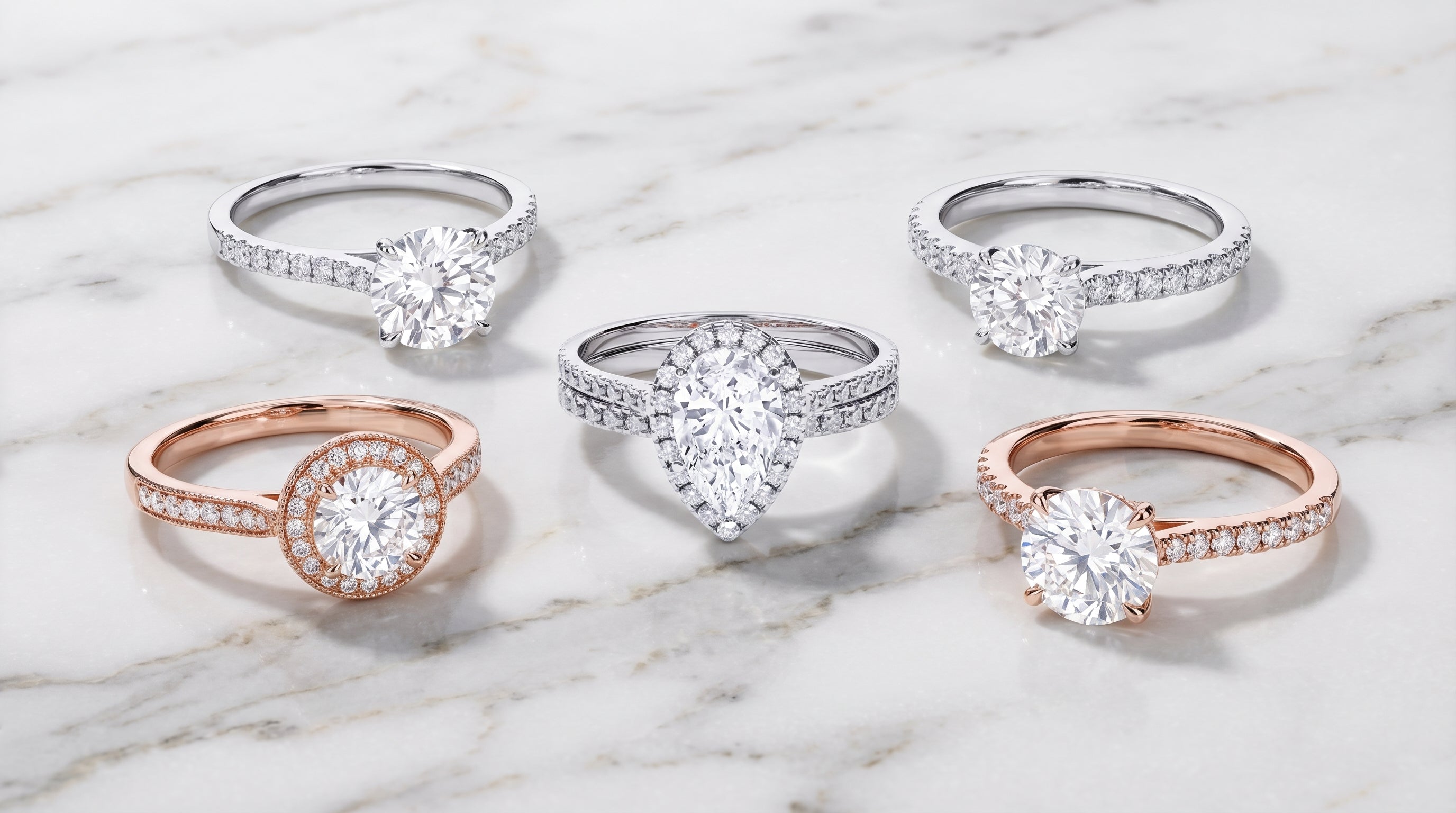 moissanite engagement rings set - hero image