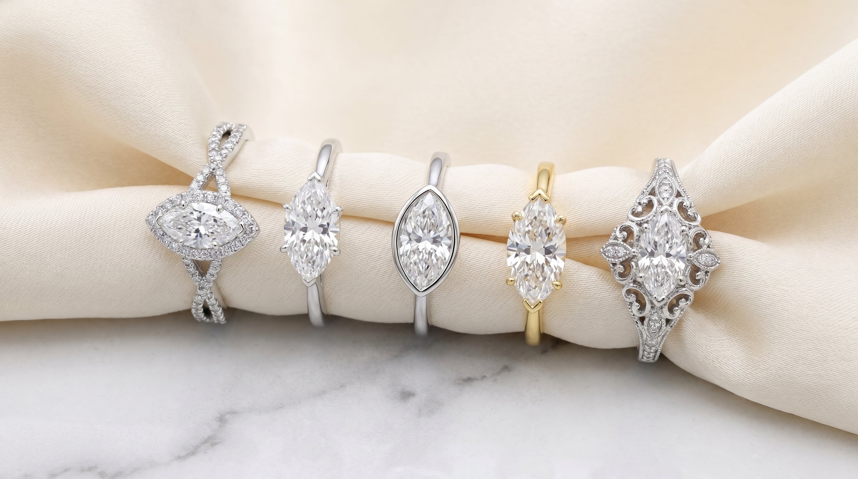 moissanite marquise engagement rings - hero image