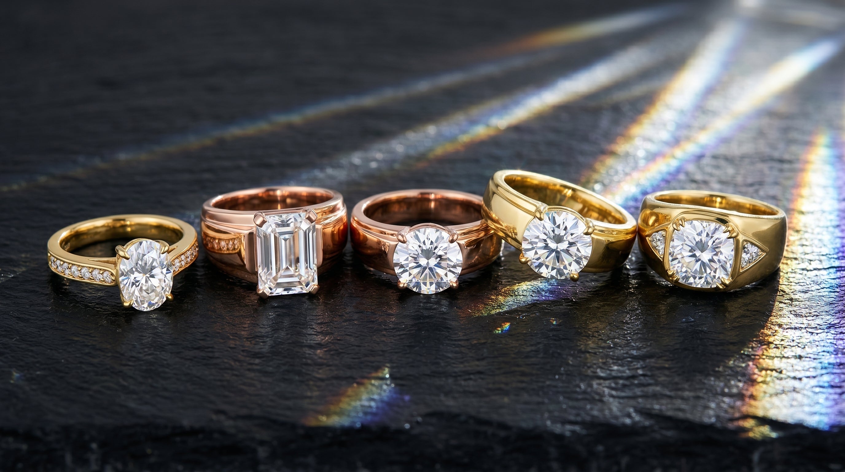 moissanite mens rings gold - hero image