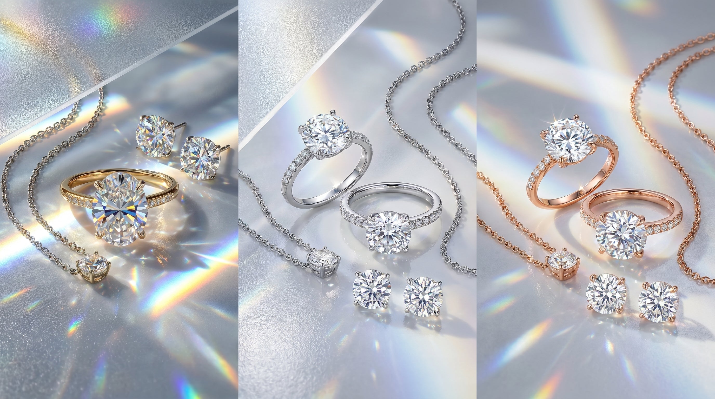 moissanite vs diamond vs lab diamond - hero image