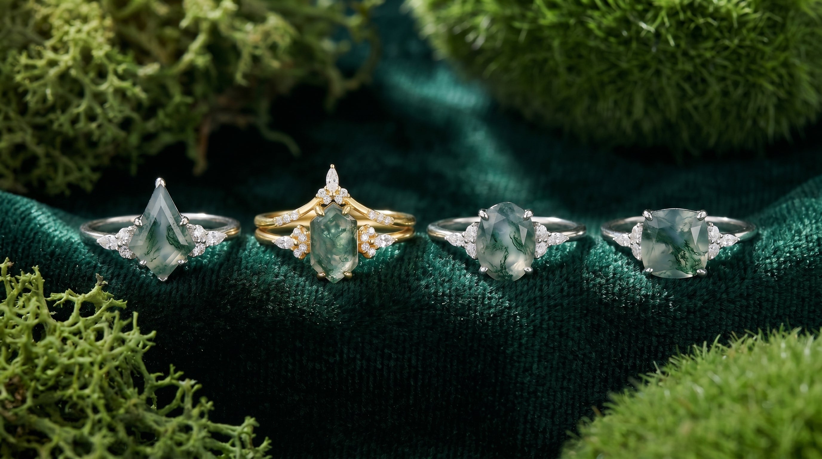 moss agate engagement ring - hero image