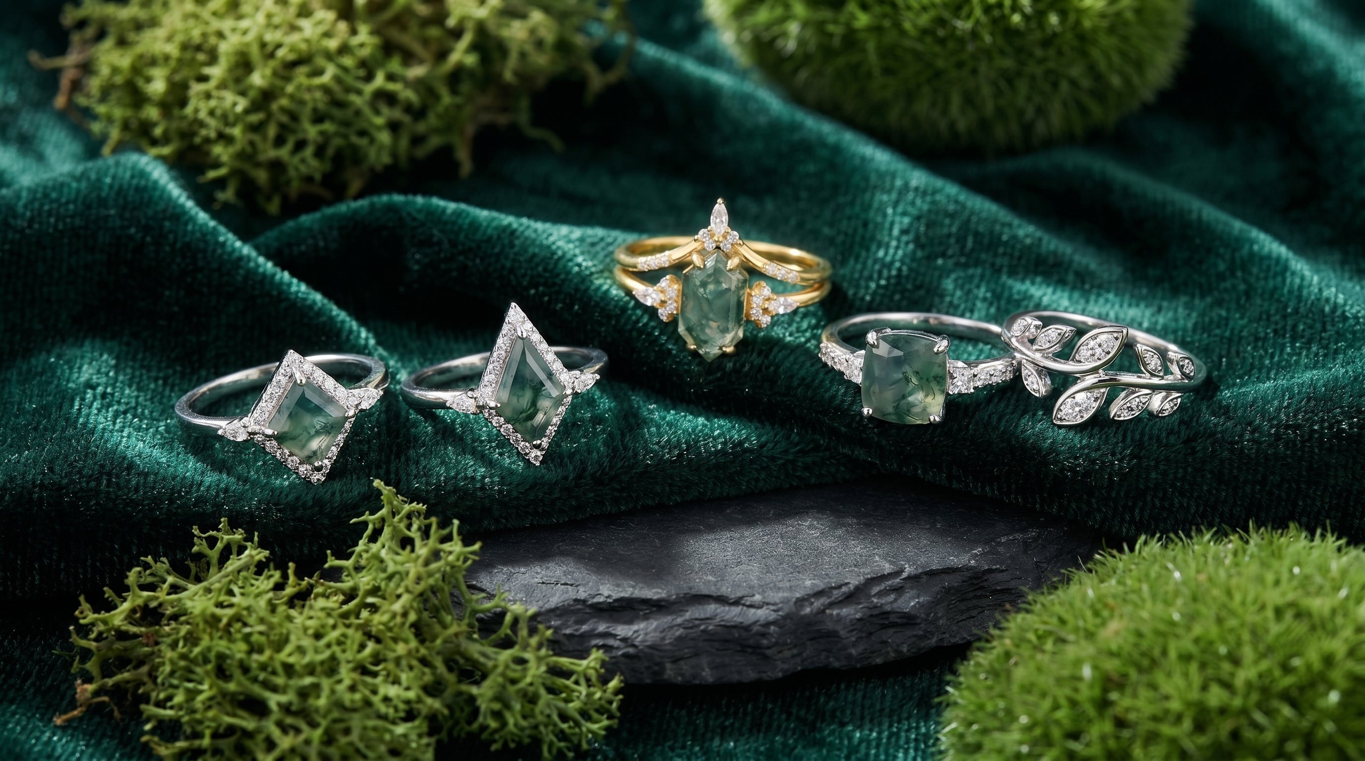 moss agate mens ring - hero image
