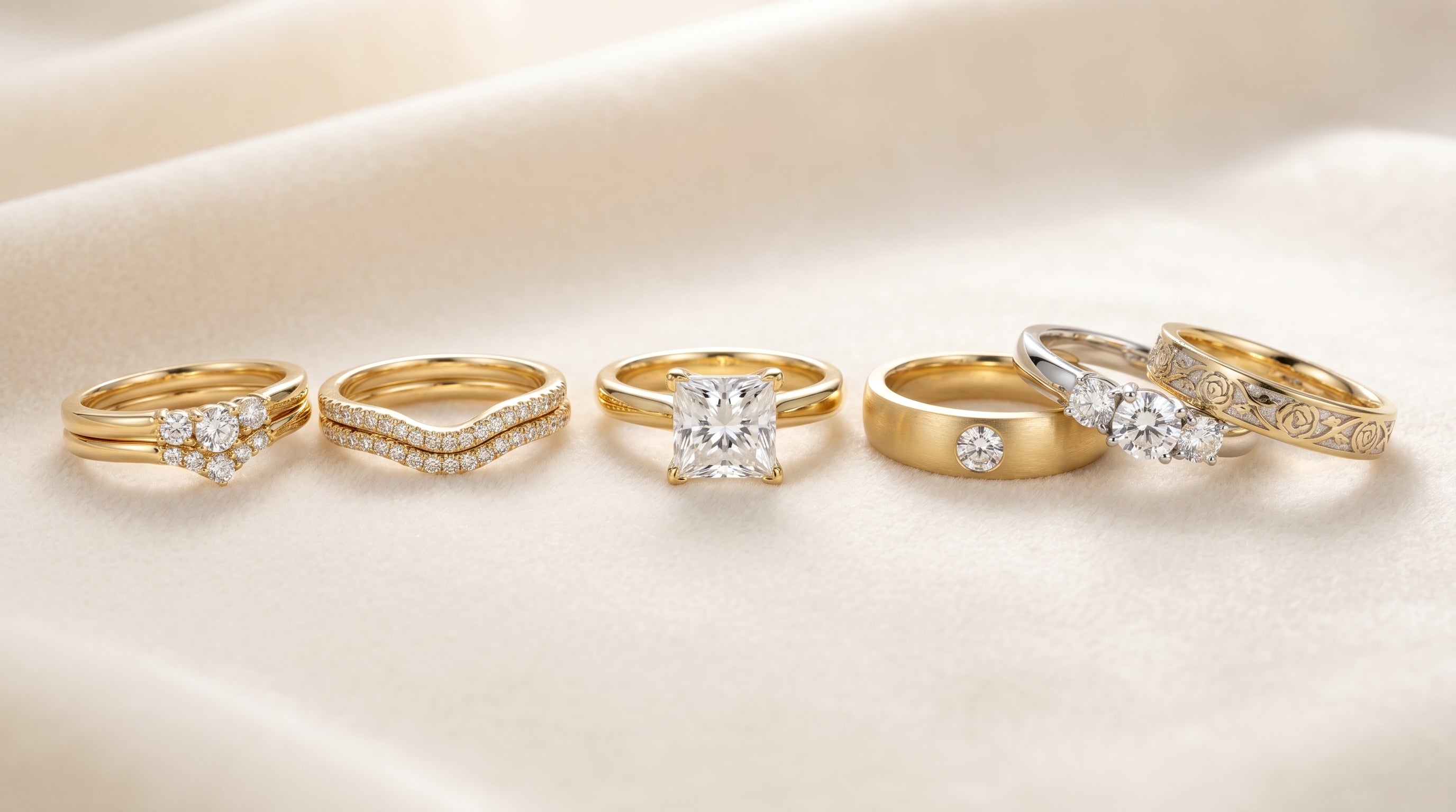 princess cut engagement ring set - hero image