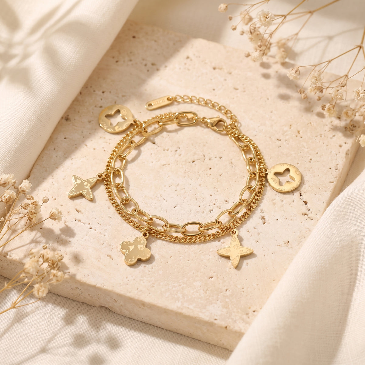 The Layered Clover Charm Bracelet