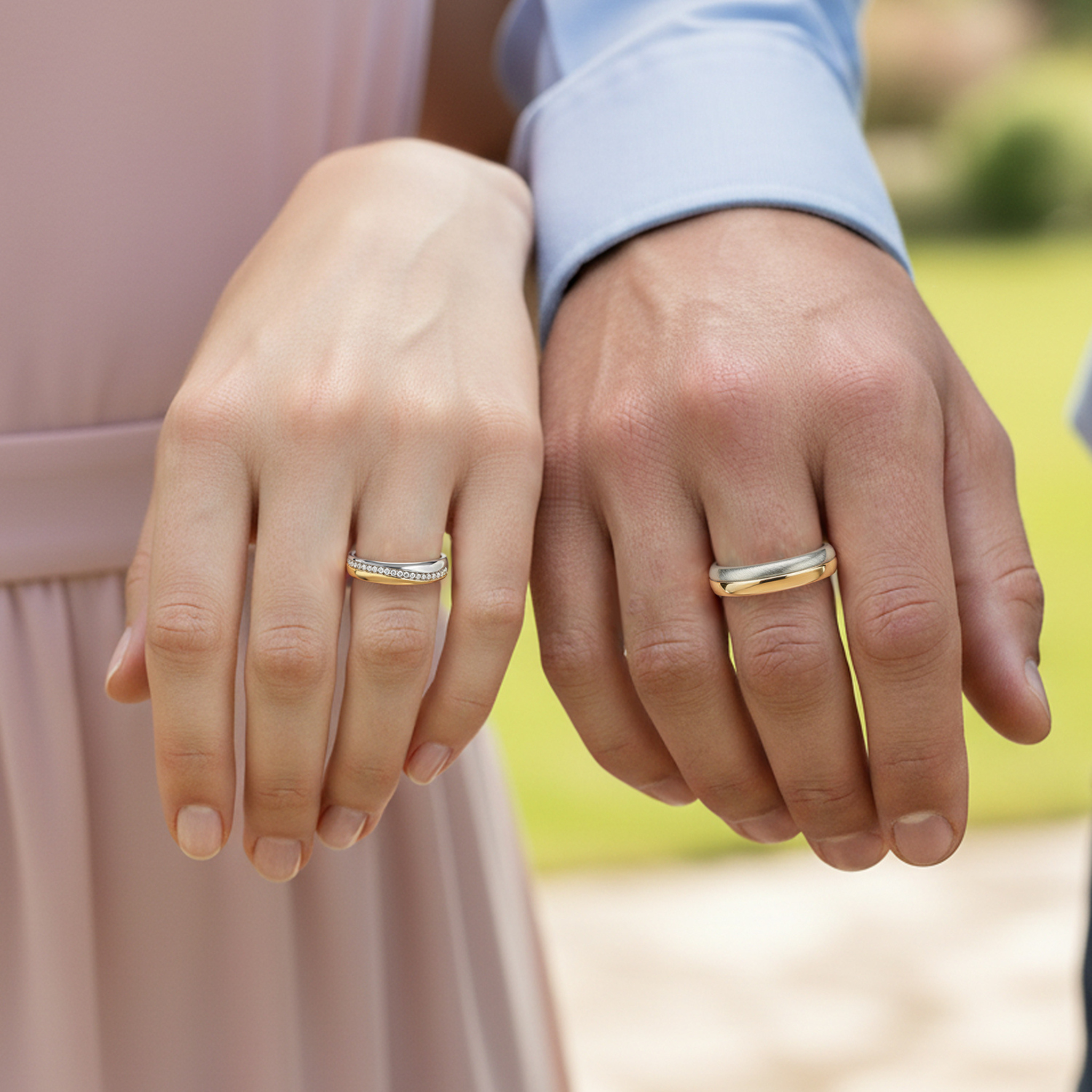 The Curved Pavé Couples Rings - View 2