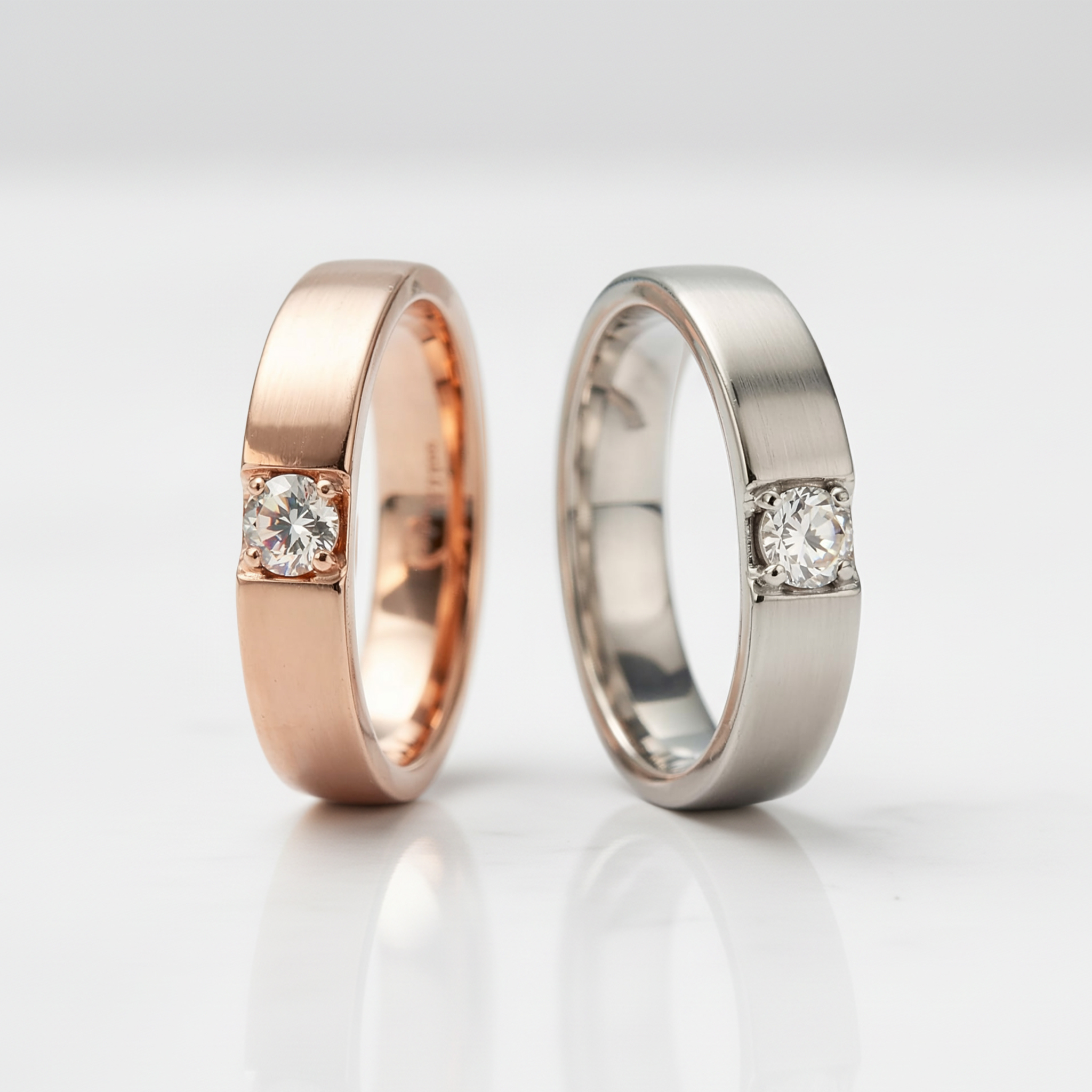 The Bold Square-Set Couples Rings - View 2