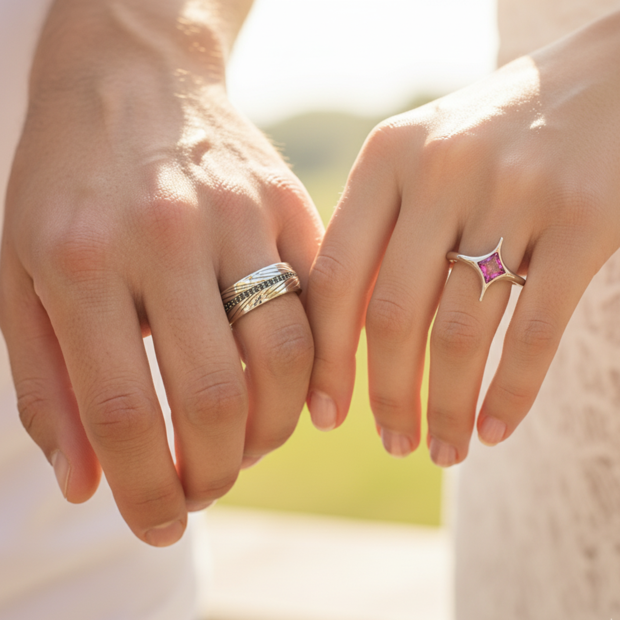 The Geometric Star Couples Rings - View 3