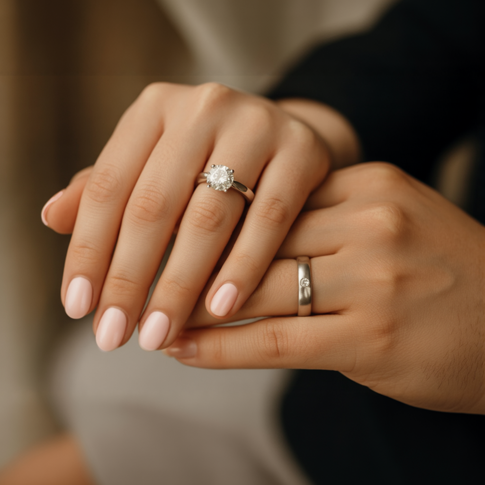 The Domed Two-Tone Couples Rings - View 3