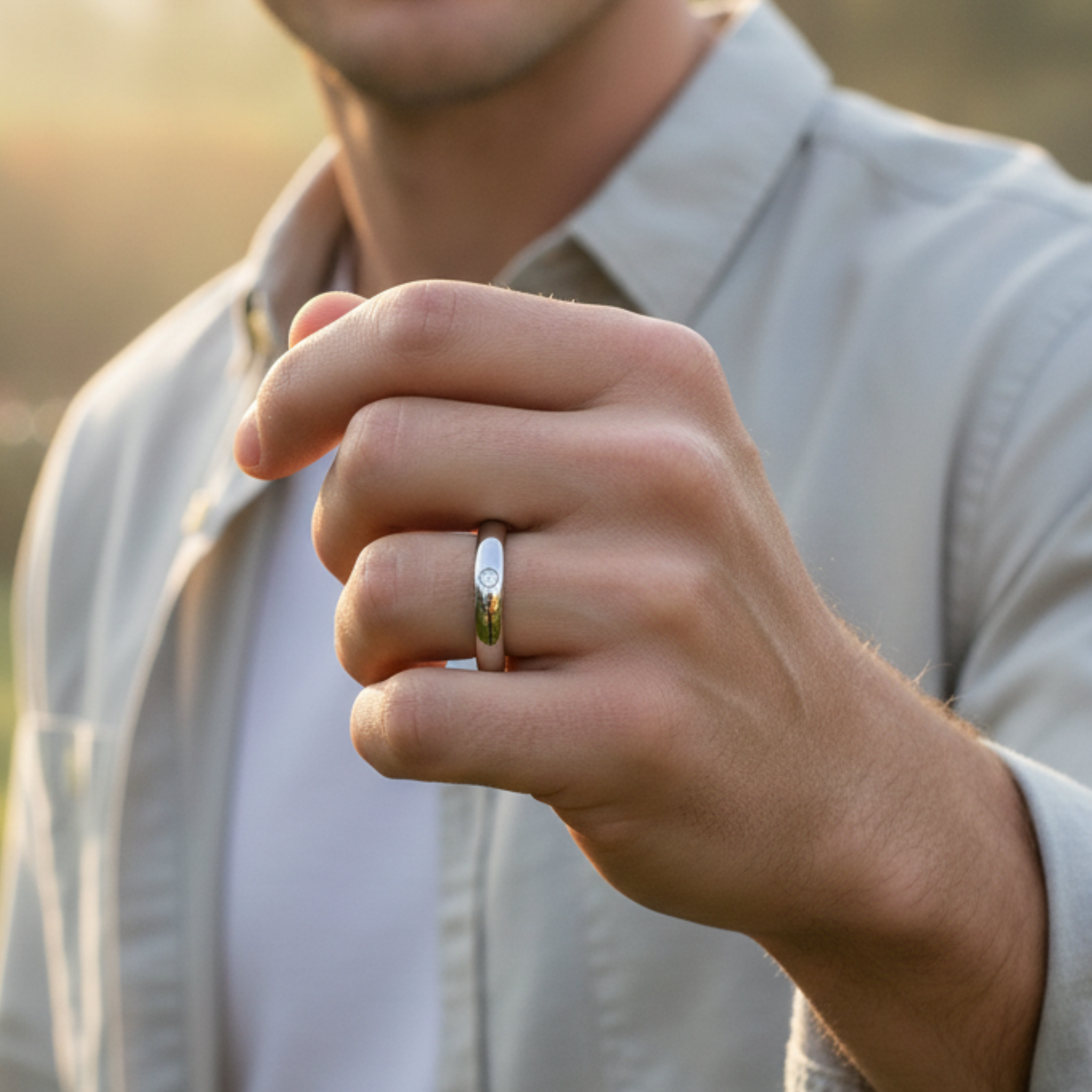 The Two-Tone Three-Stone Couples Rings - View 5