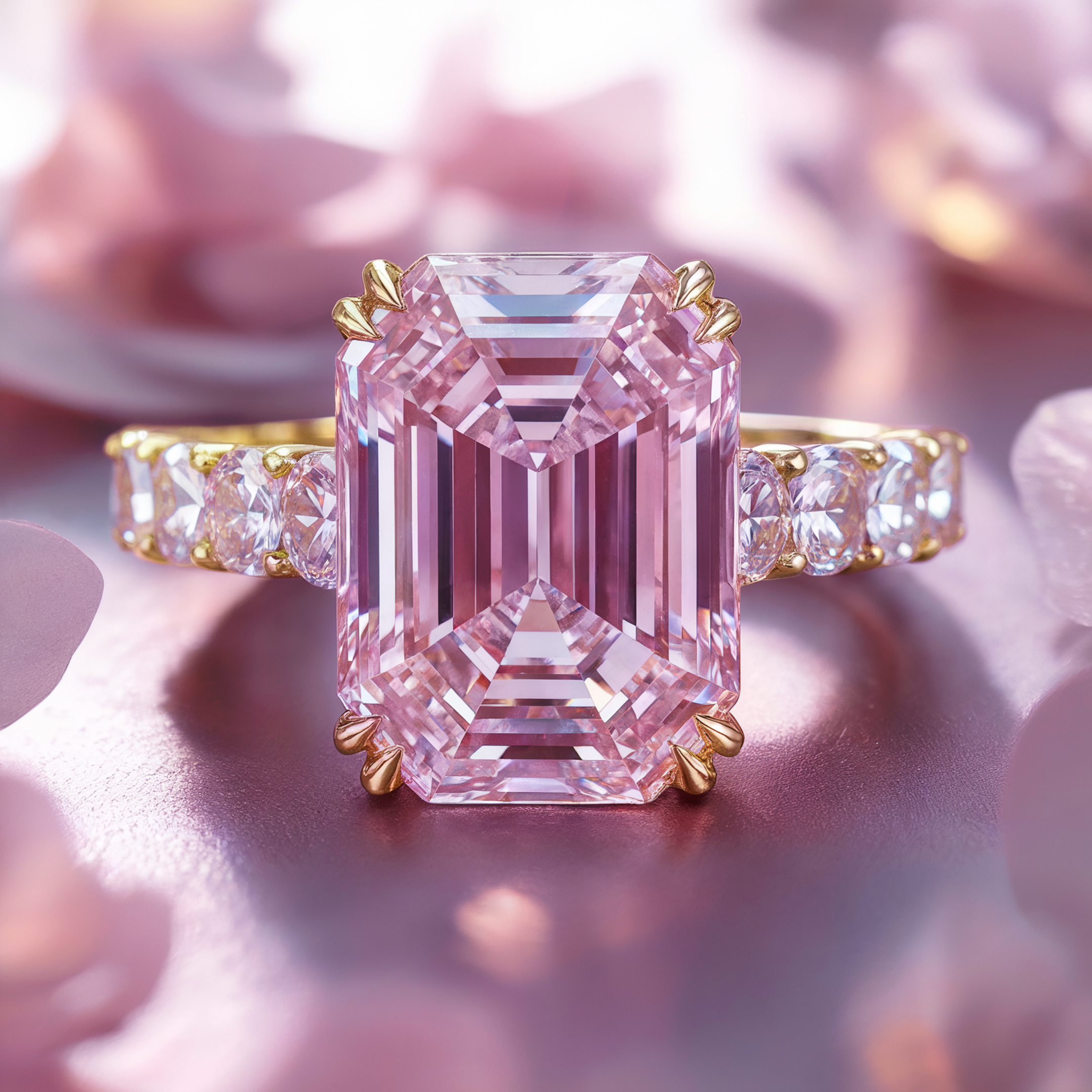 La bague Camilla, moissanite rose 4CT