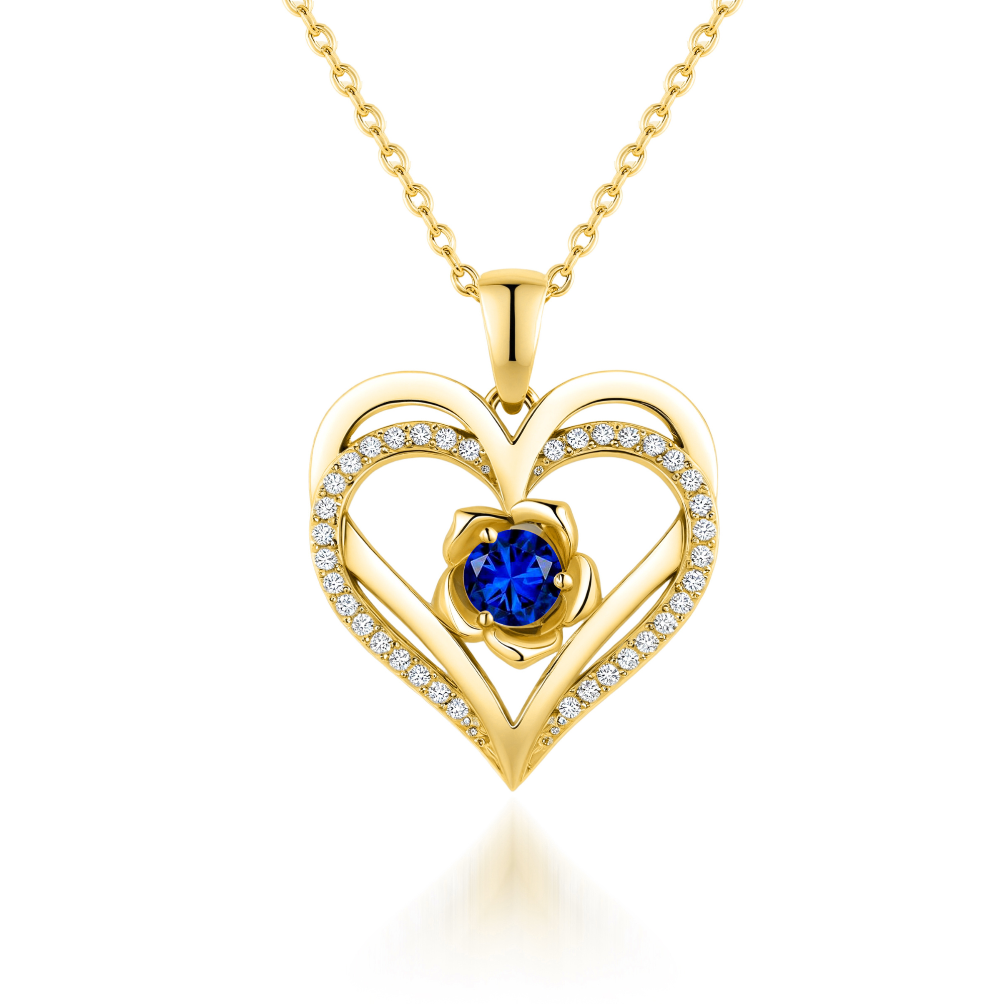 Collier Pendentif Coeur Fleur Pierre de Naissance