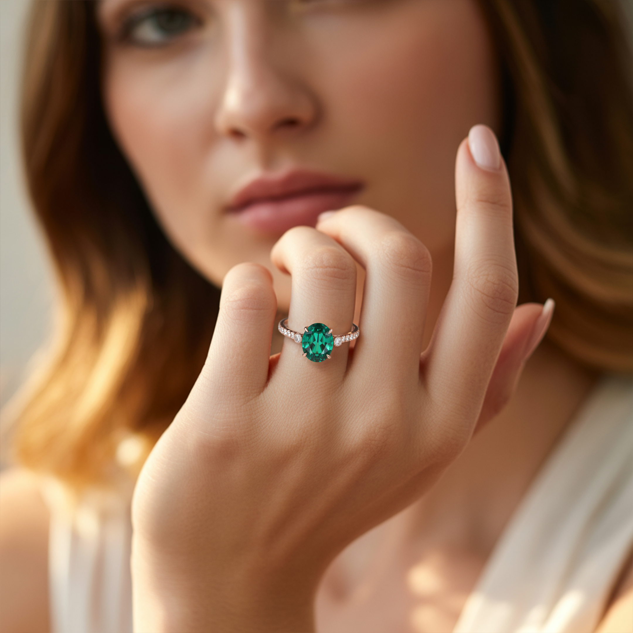 La Luna - Bague Moissanite Verte