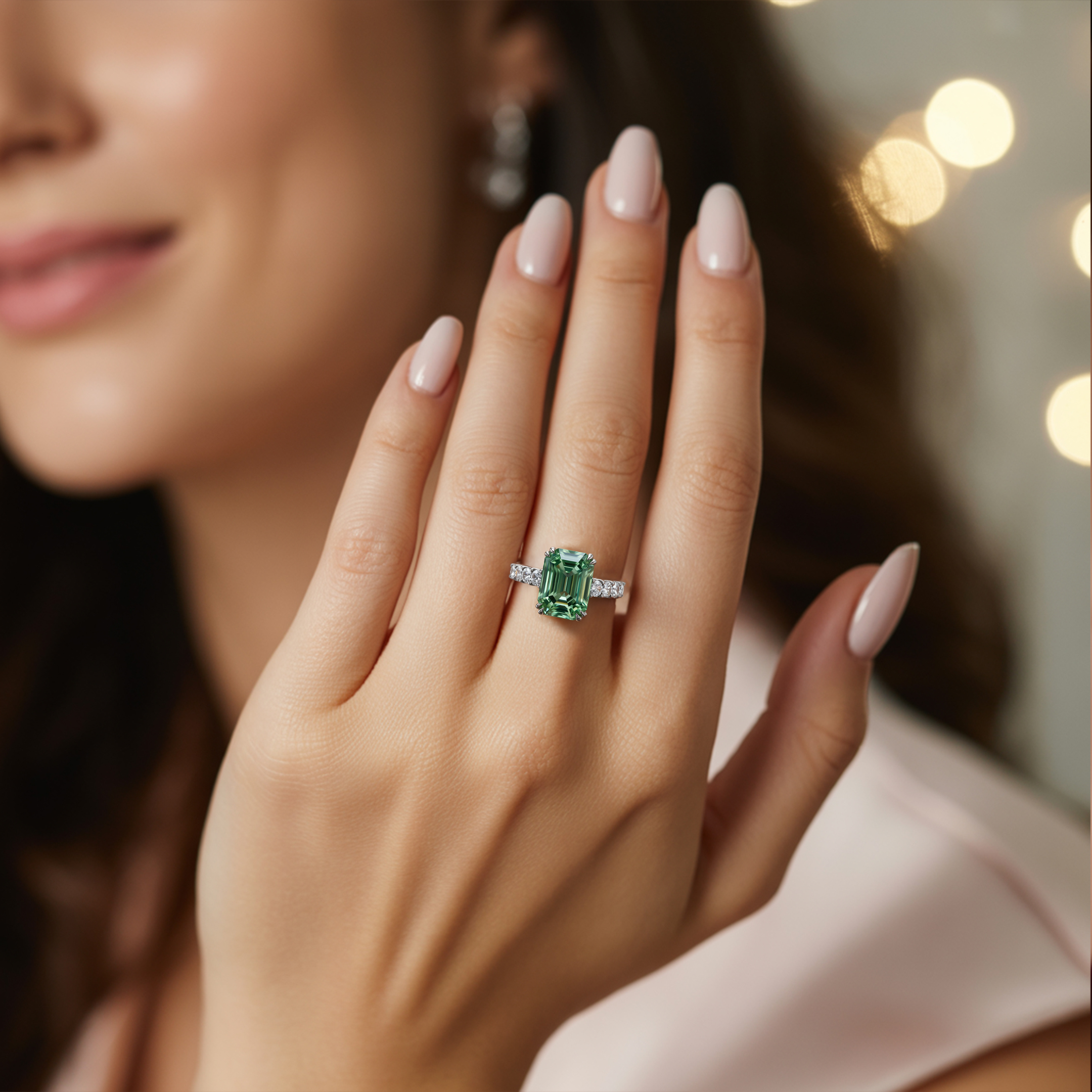 La Camilla - Bague Moissanite Verte