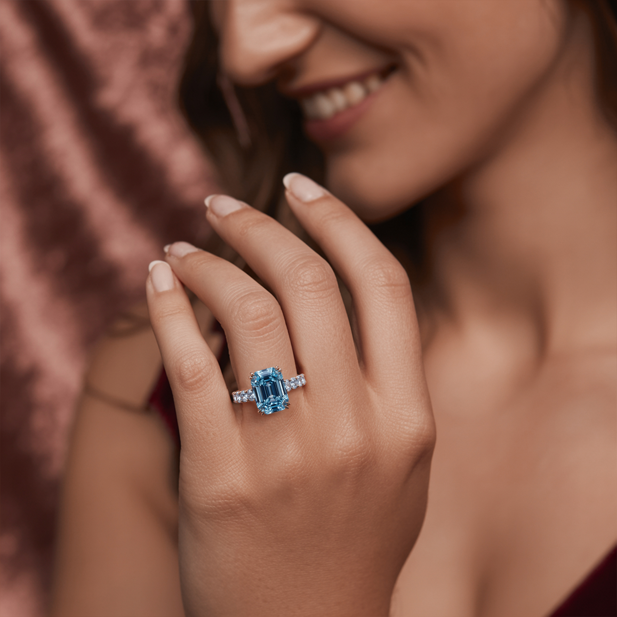 La Bague Camilla - Moissanite Bleue
