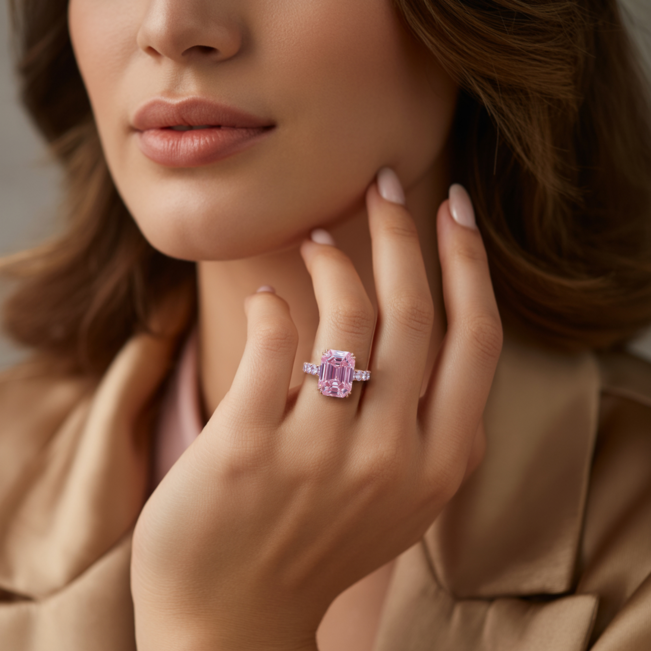 La bague Camilla, Moissanite rose 5CT