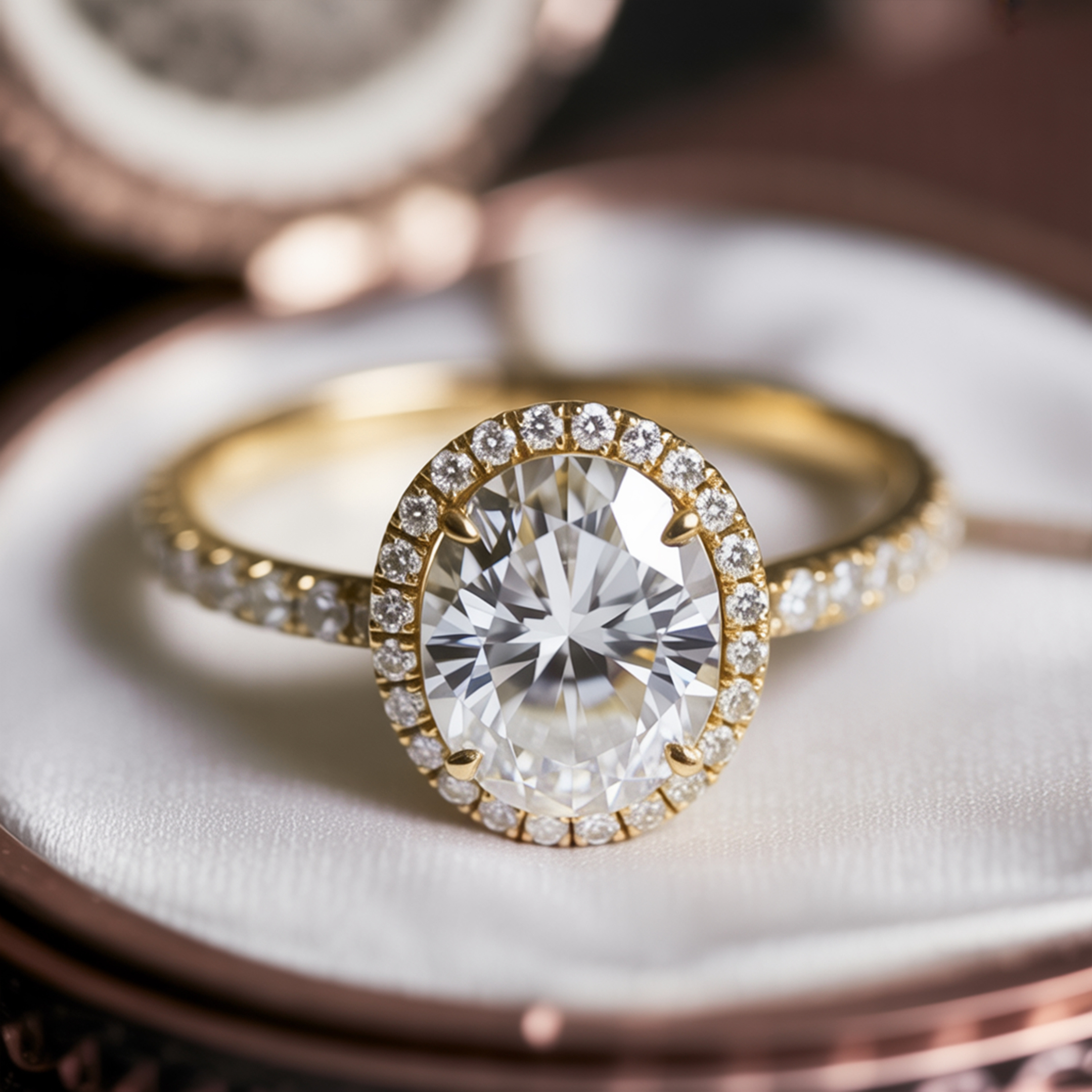La Luna - Bague Halo Moissanite