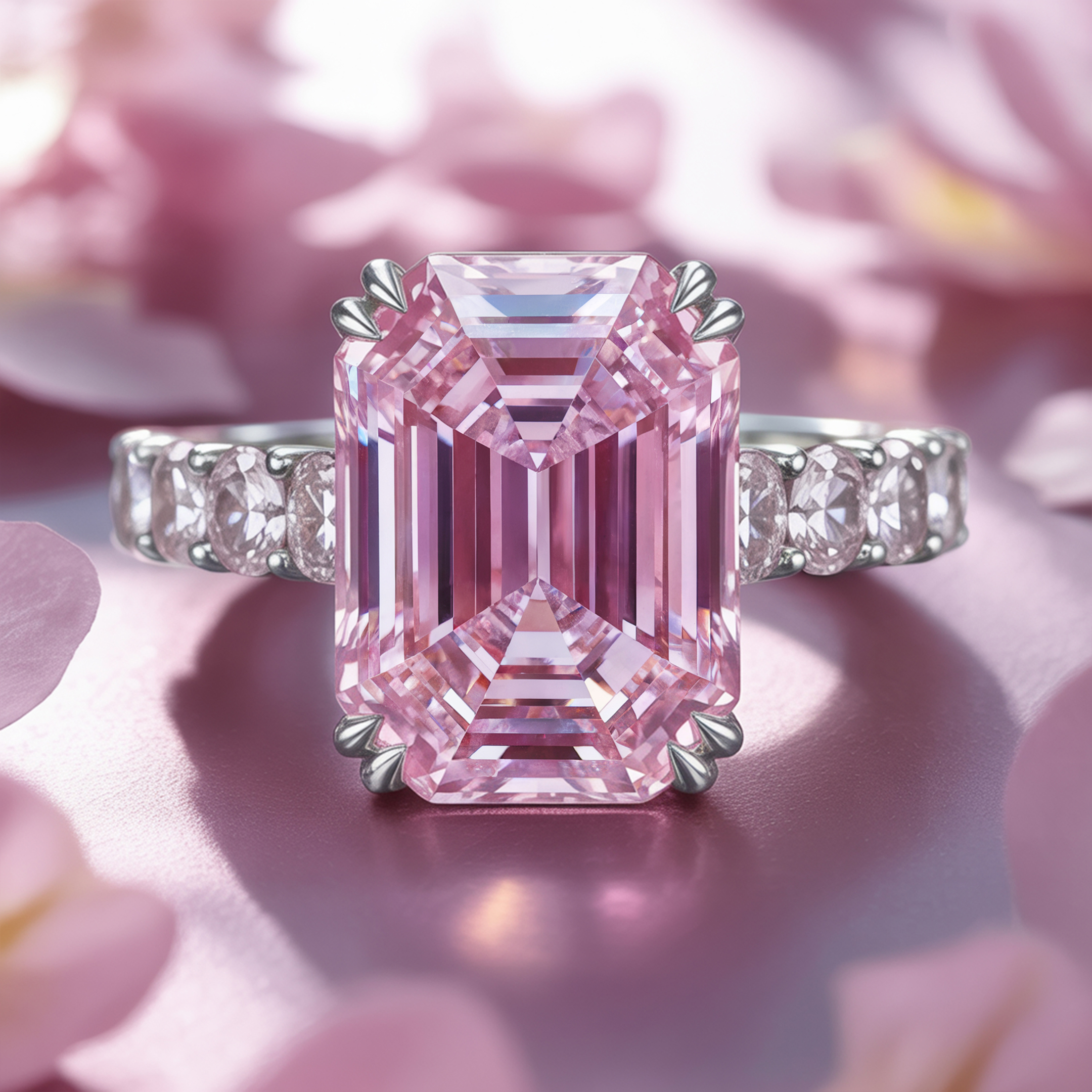 La bague Camilla, moissanite rose 4CT