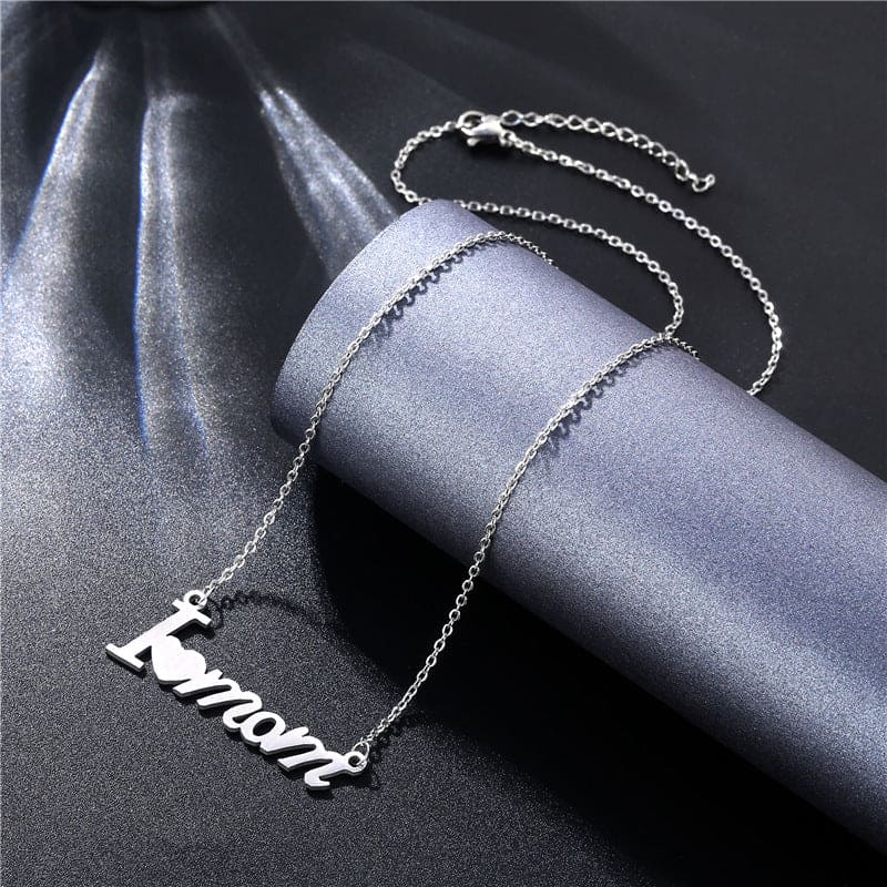 Collar con colgante con la inscripción "Amo a mamá" - Acero inoxidable