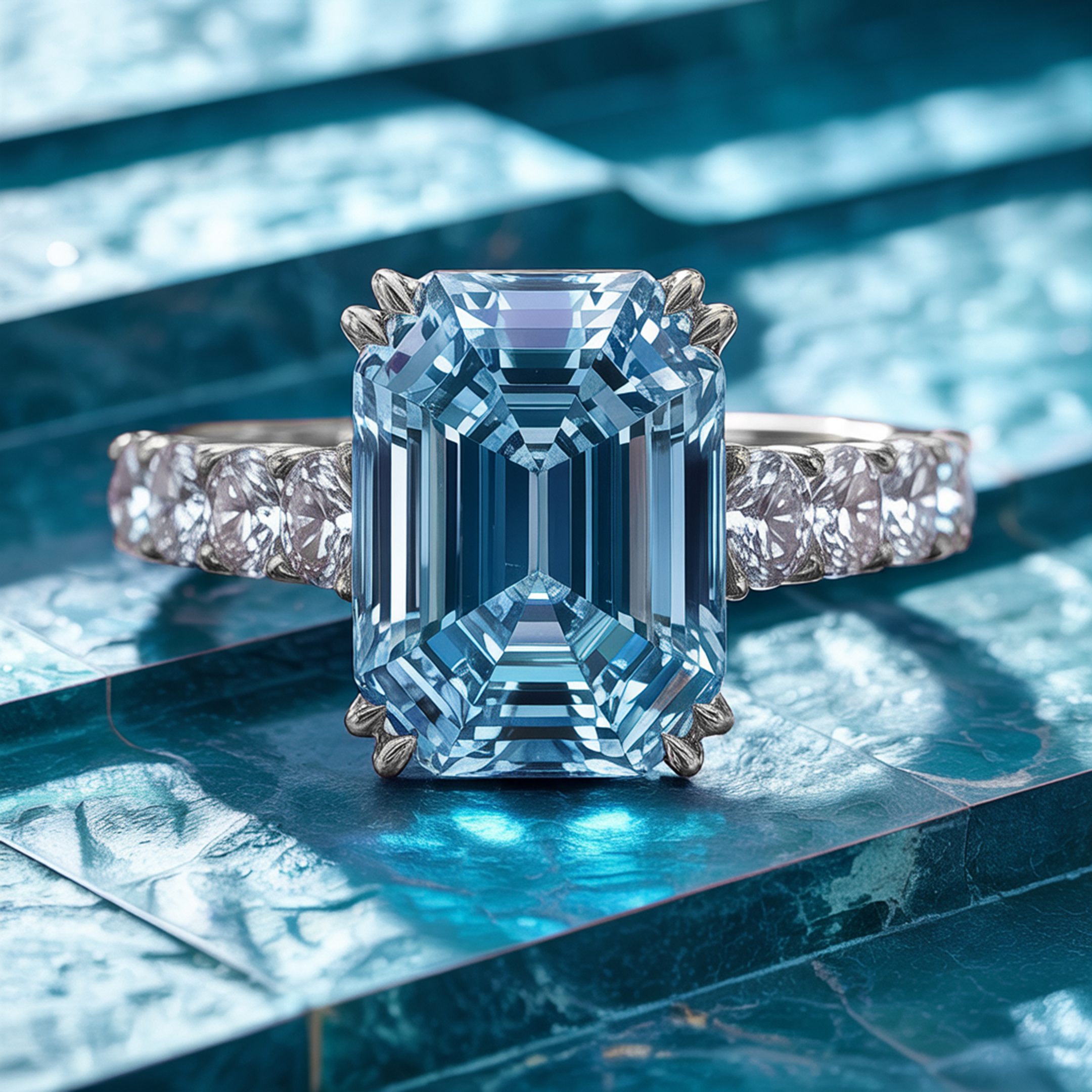 La Bague Camilla - Moissanite Bleue