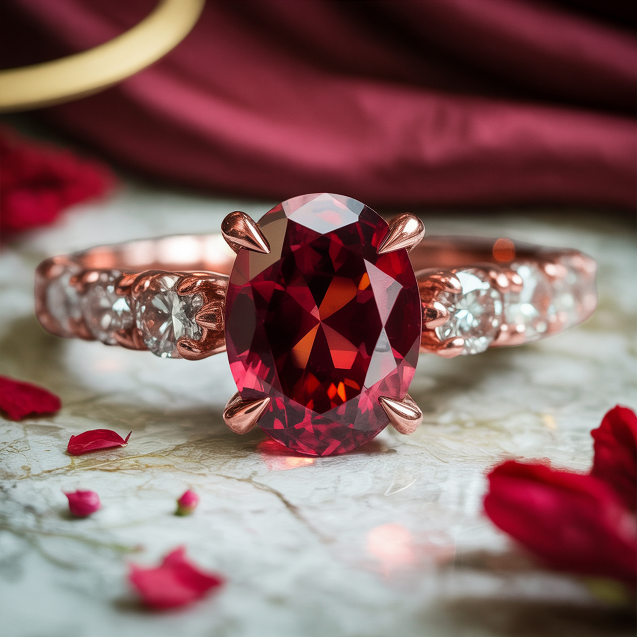 La Célestine - Bague Moissanite Rouge