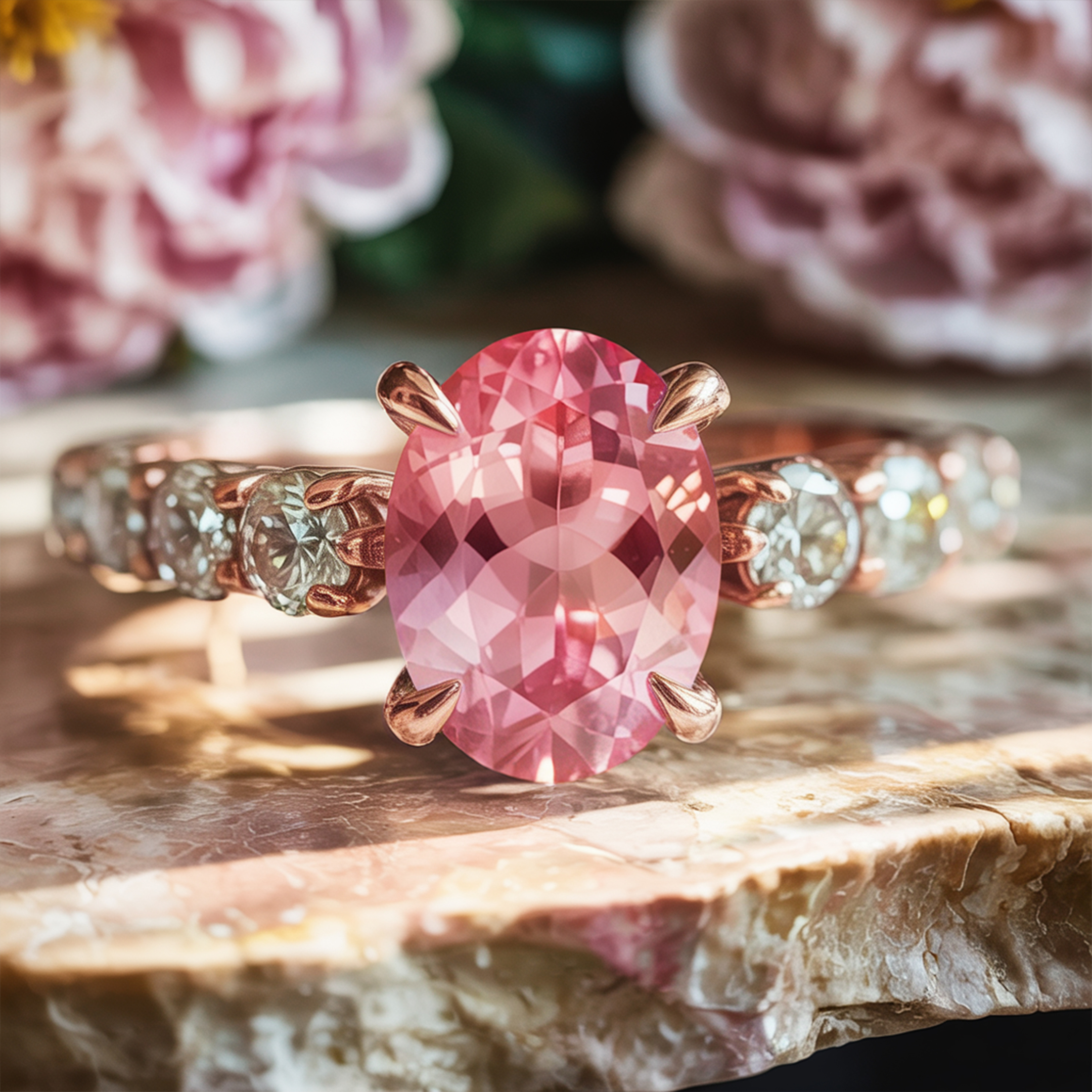 La Célestine - Bague Moissanite Rose