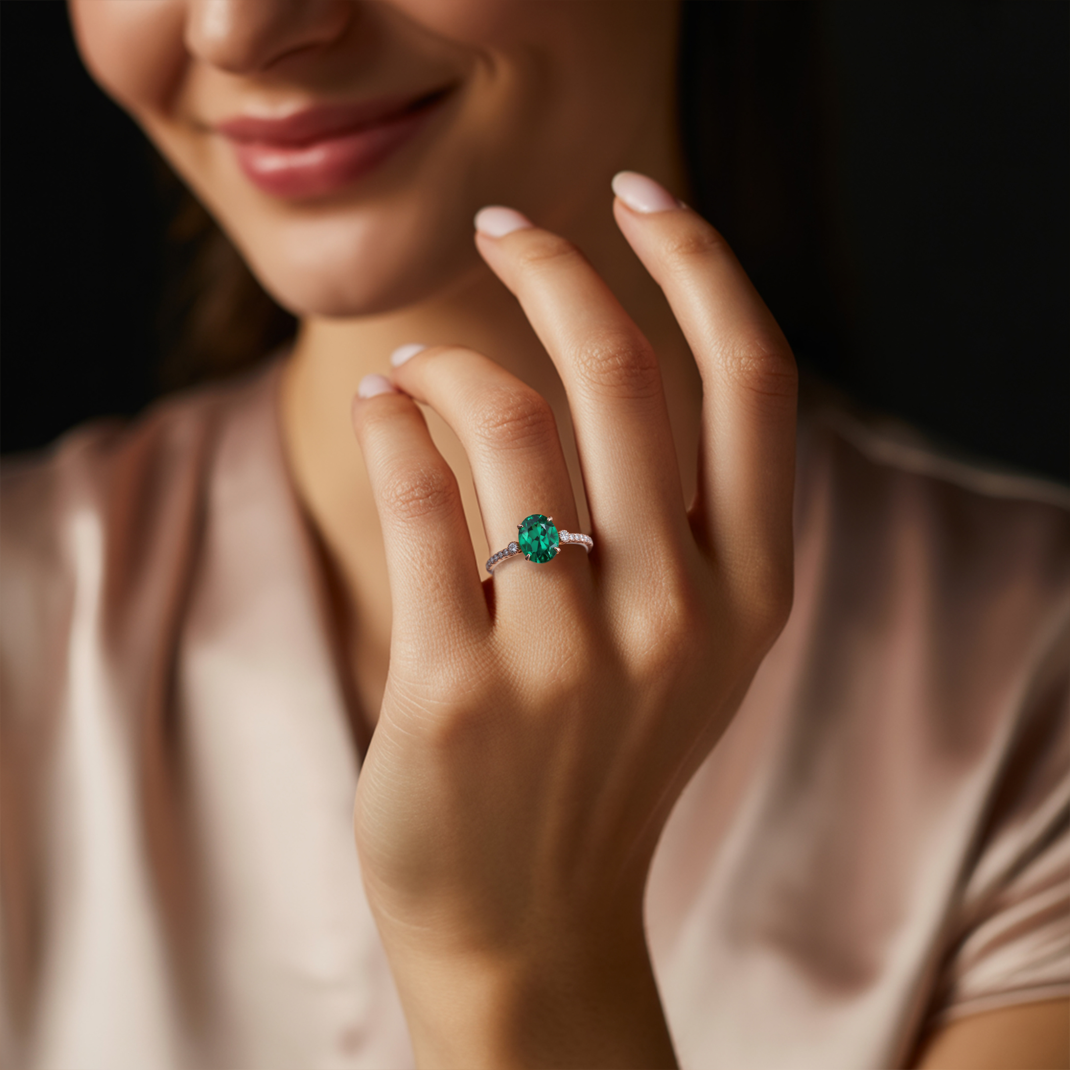 La Luna - Bague Moissanite Verte