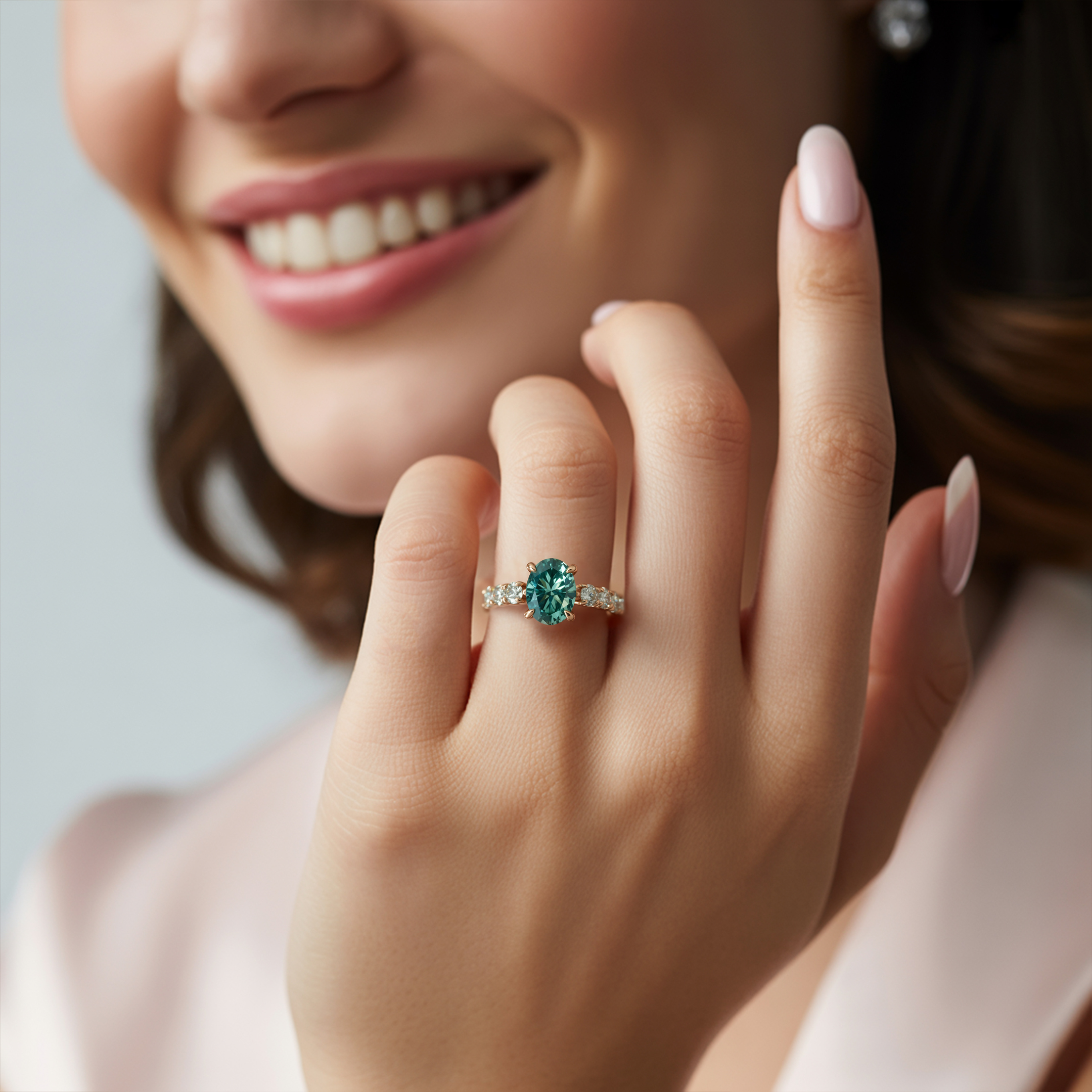 La Célestine - Bague Moissanite Verte