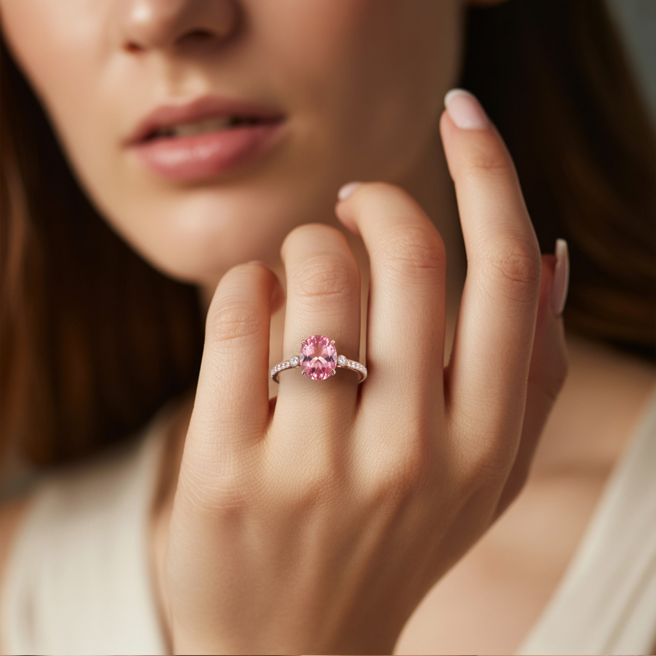 La Luna - Bague Moissanite Rose