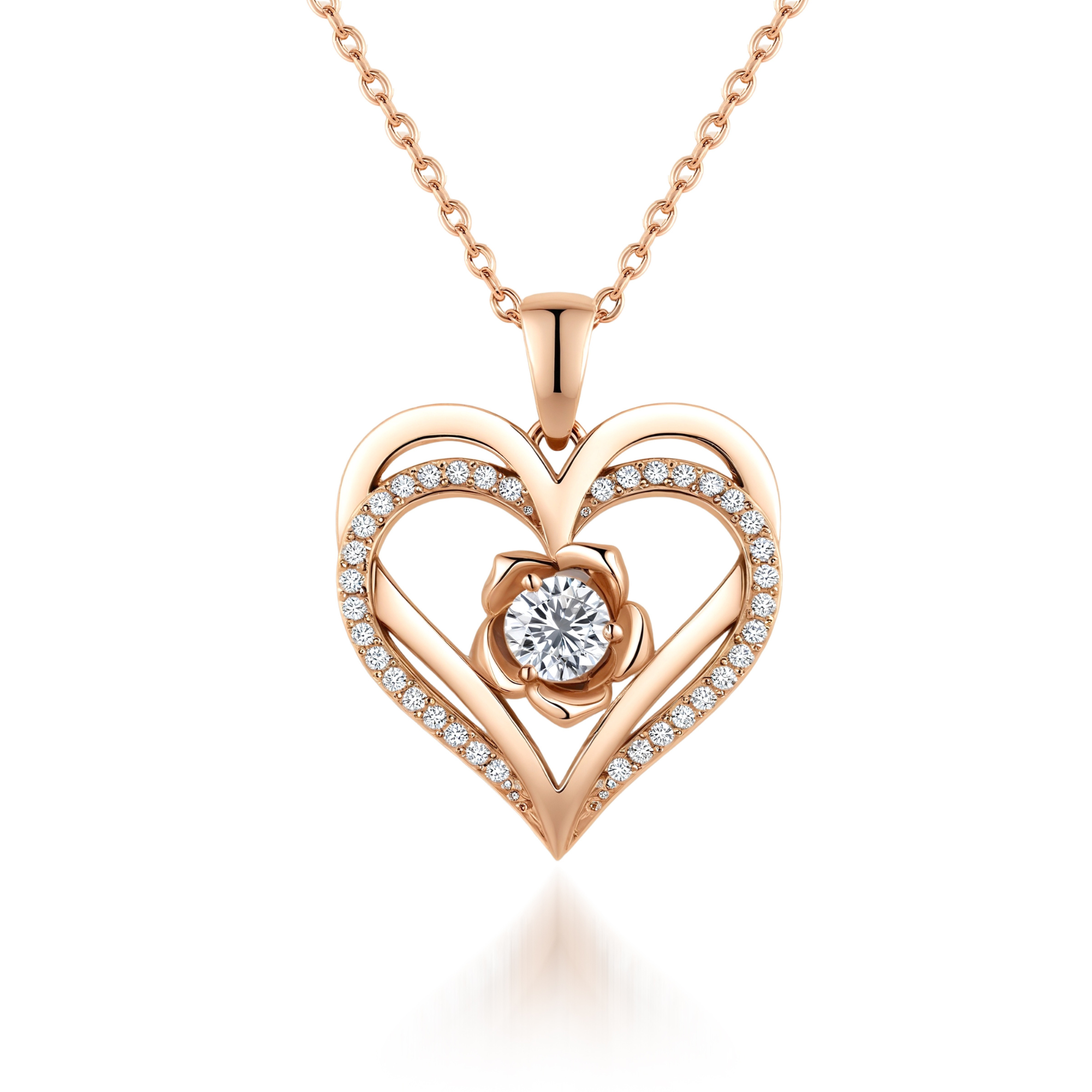Collier Pendentif Coeur Fleur Pierre de Naissance