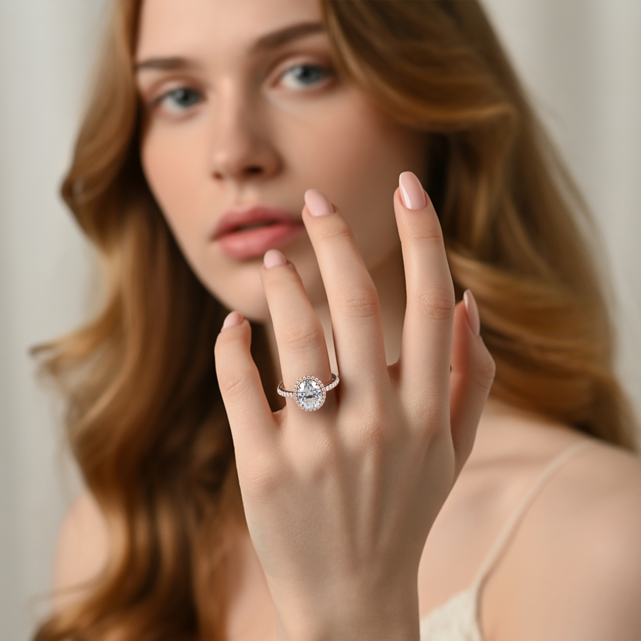 La Luna - Bague Halo Moissanite