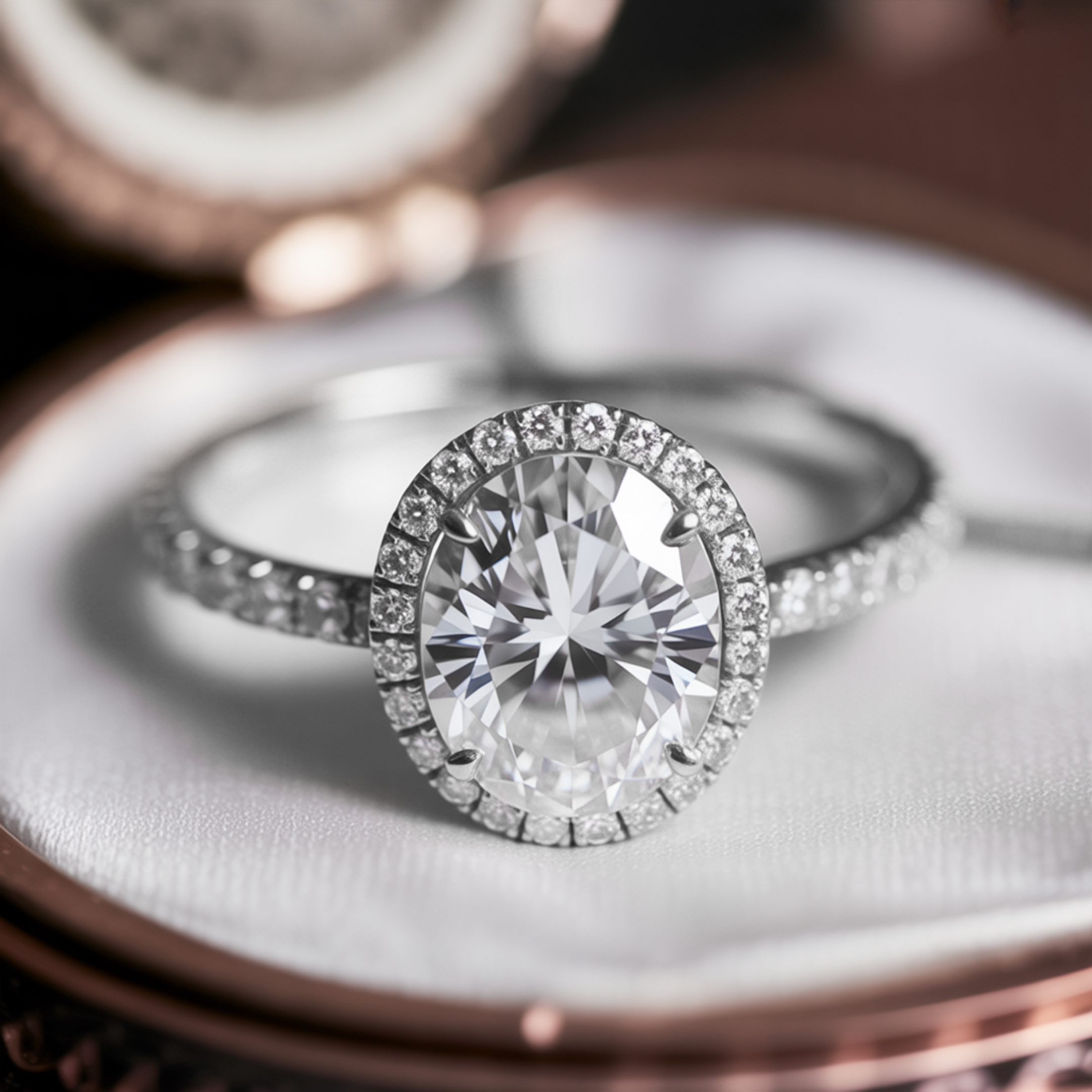 La Luna - Bague Halo Moissanite