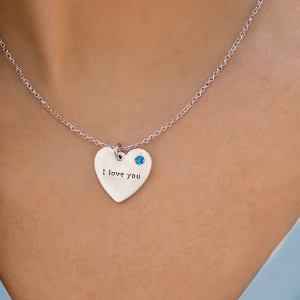 Le Collier Cœur Argent Pierre de Naissance