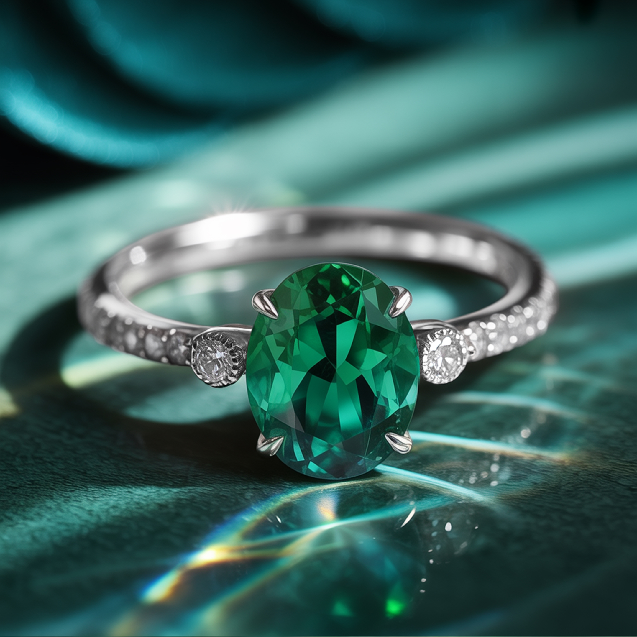 La Luna - Bague Moissanite Verte