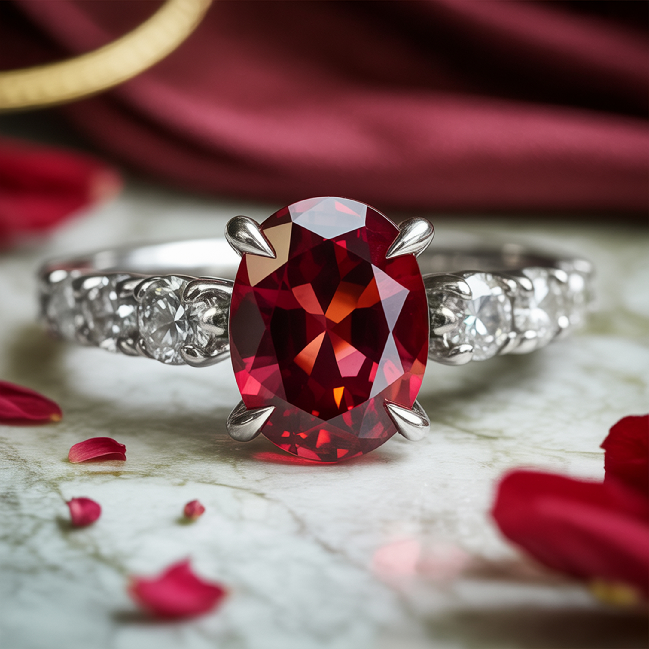 La Célestine - Bague Moissanite Rouge