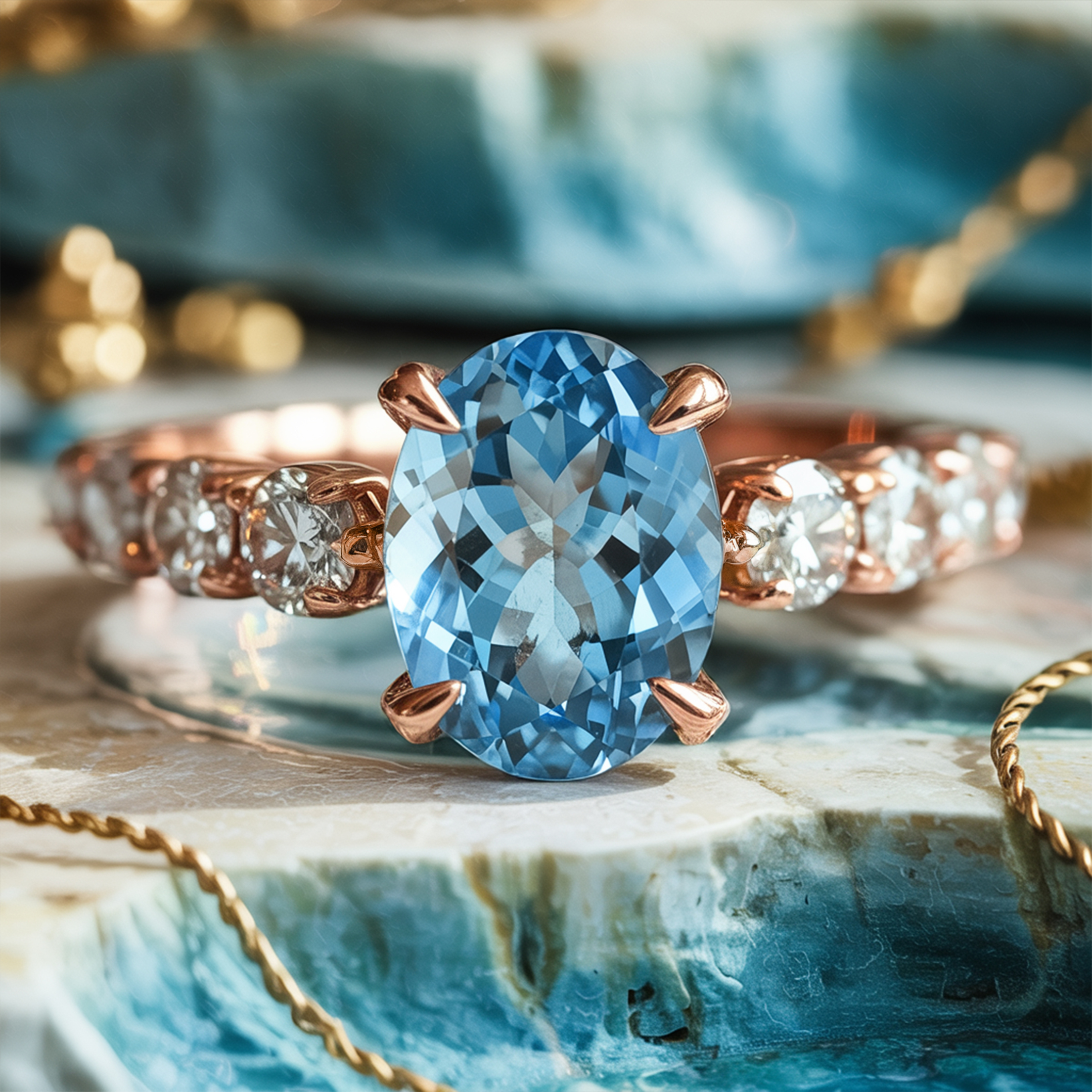 La Célestine - Bague Moissanite Bleue
