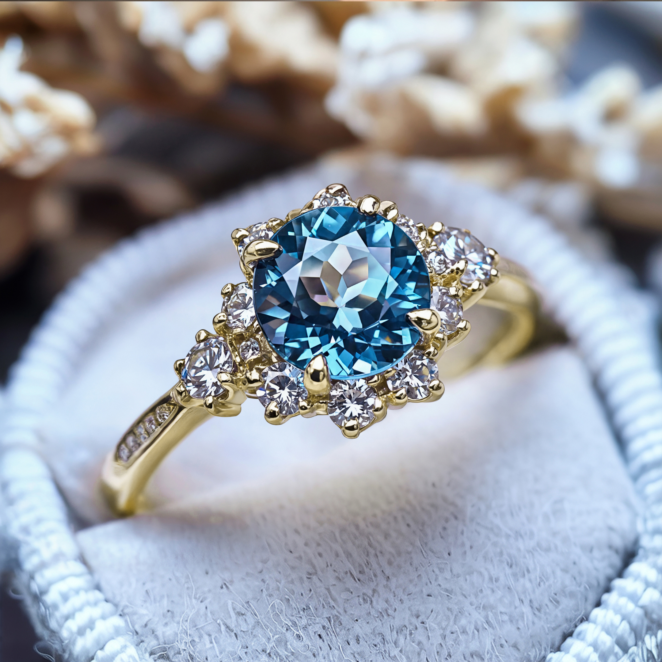 La bague Bethany 2CT Moissanite bleue