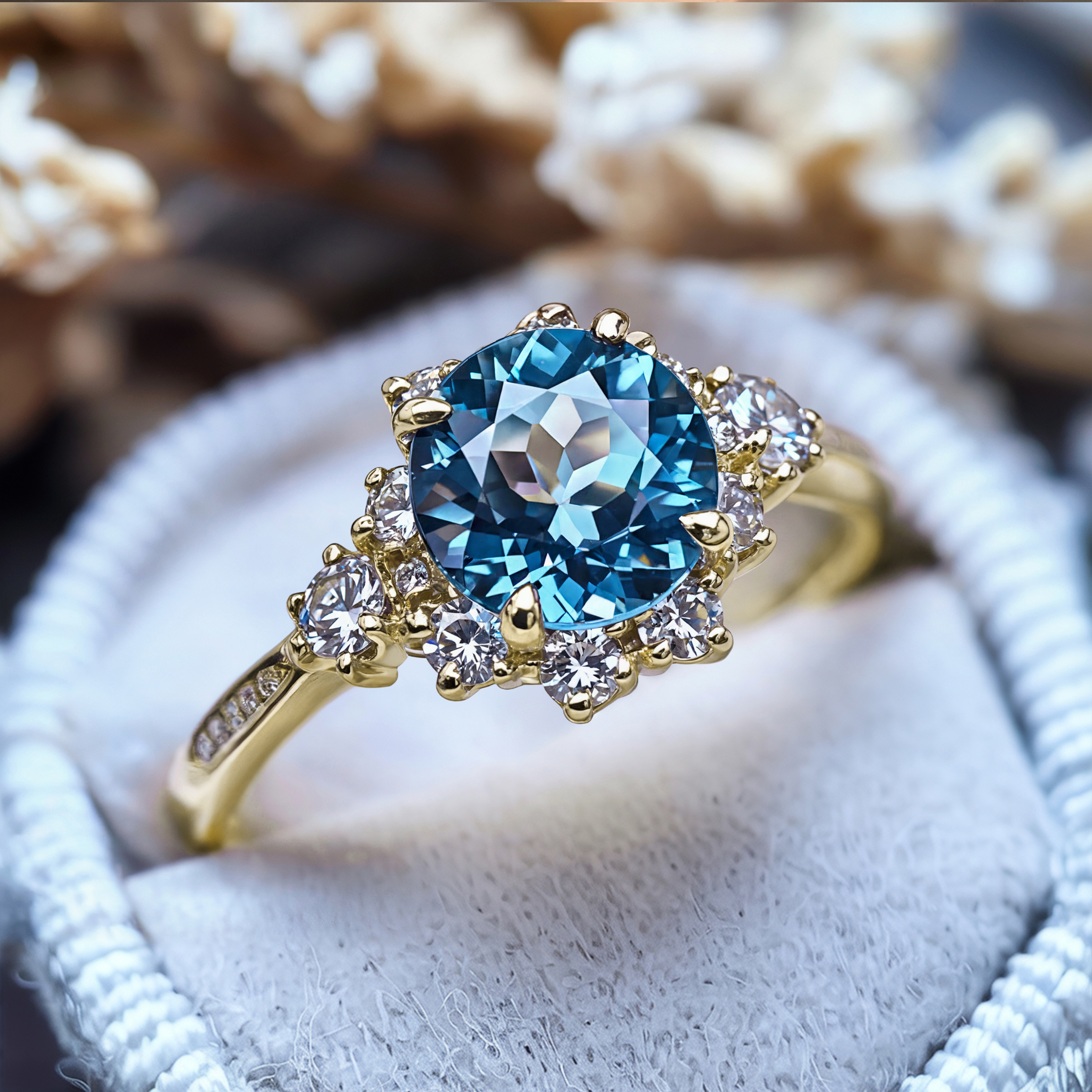 La Bague Bethany 3CT Moissanite Bleue