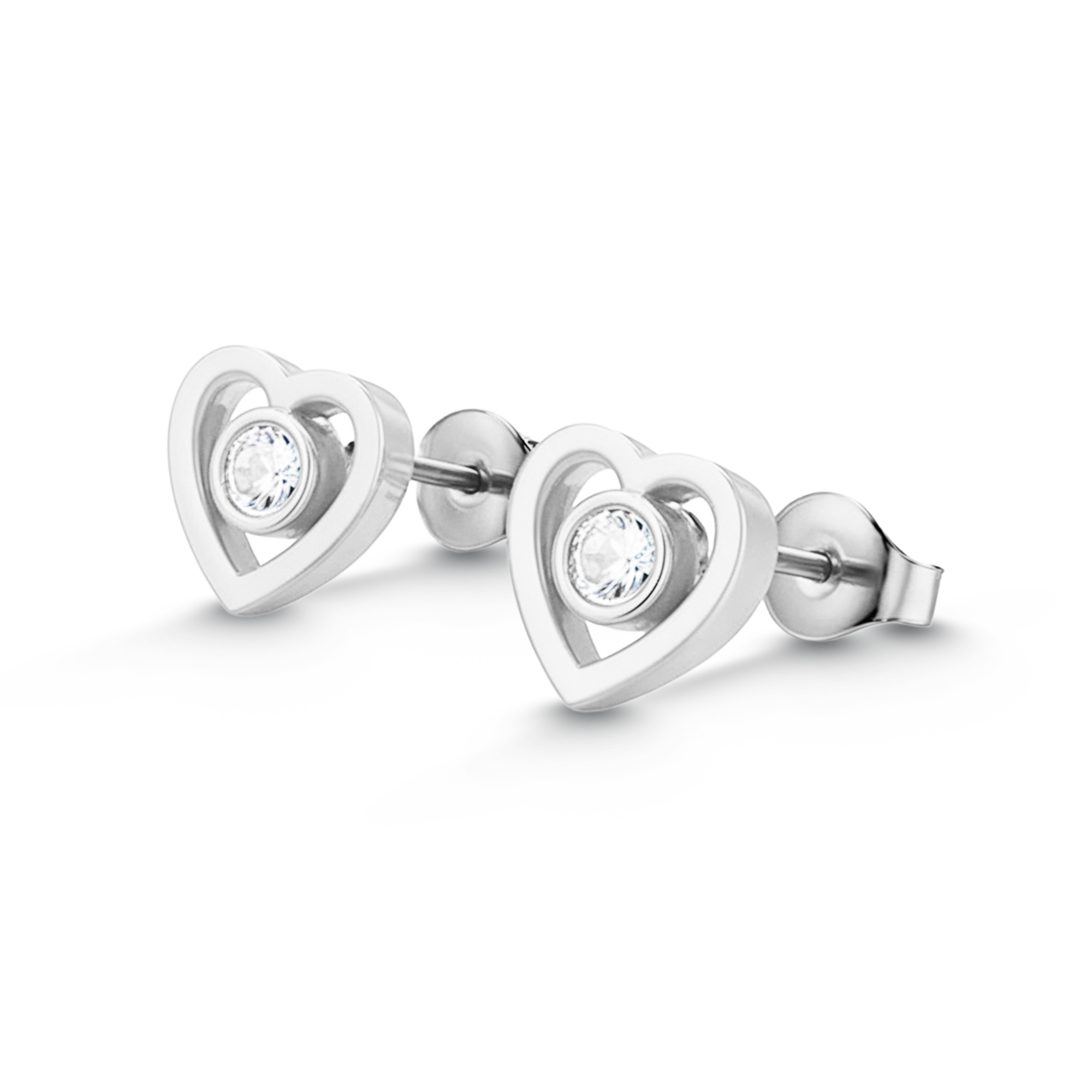Boucles d'oreilles intemporelles en diamant cœur