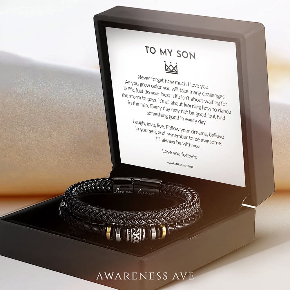Para mi hijo | Te amo por siempre | Pulsera trenzada de cuero