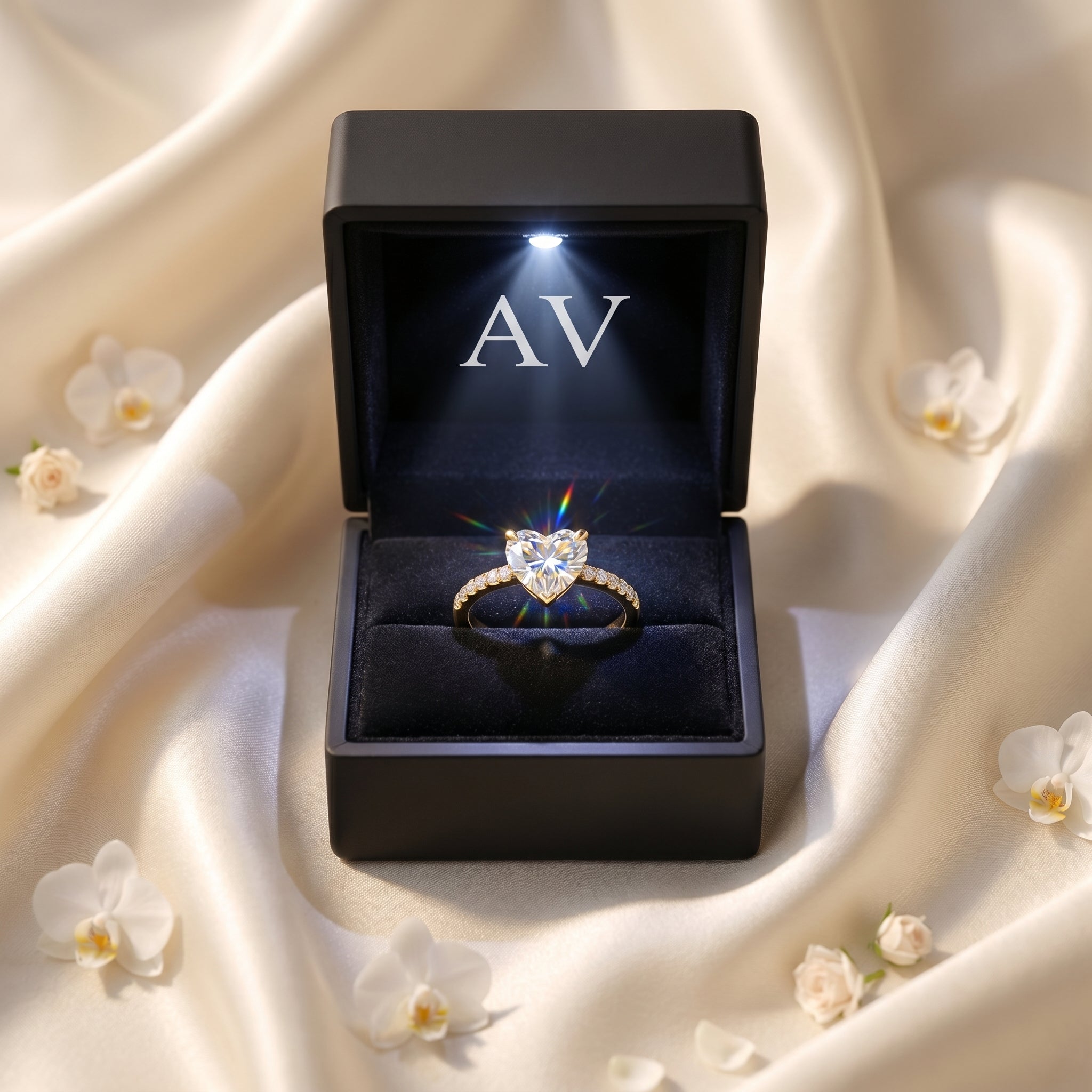 AI0009-HEA-1CT-PAVE-SOLIT - Premium LED Gift Box Presentation