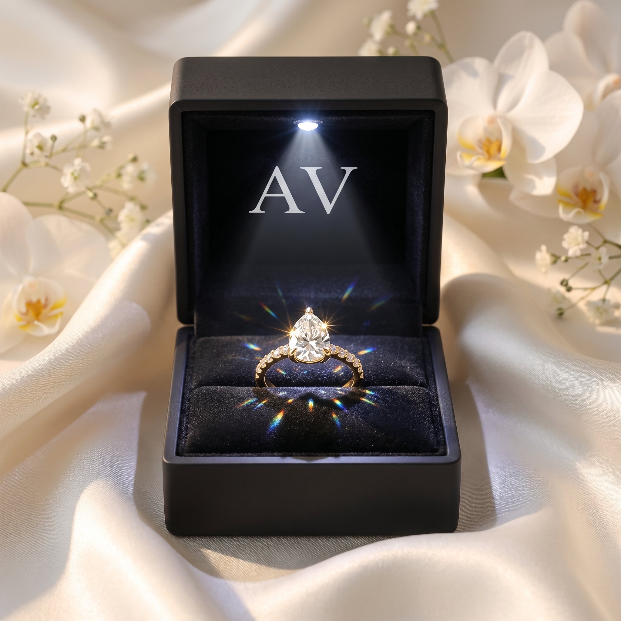 AI0009-PEA-0.5CT-PAVE-SOLIT - Premium LED Gift Box Presentation