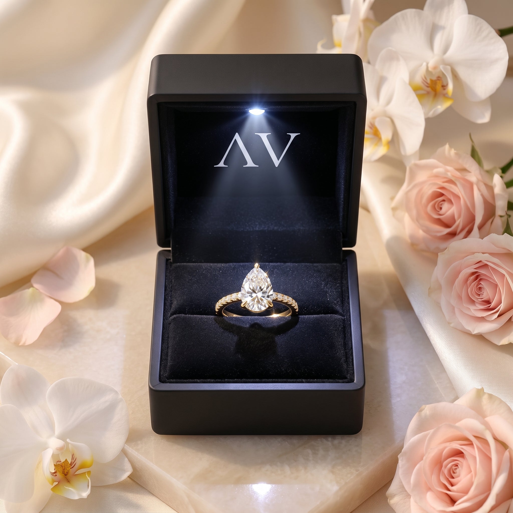 AI0009-PEA-1.5CT-PAVE-SOLIT - Premium LED Gift Box Presentation