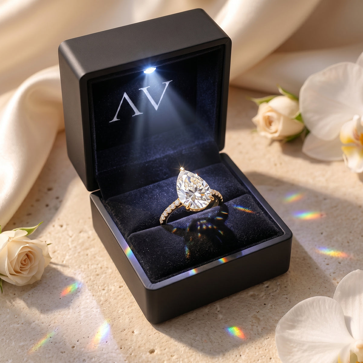 AI0009-PEA-5CT-PAVE-SOLIT - Premium LED Gift Box Presentation